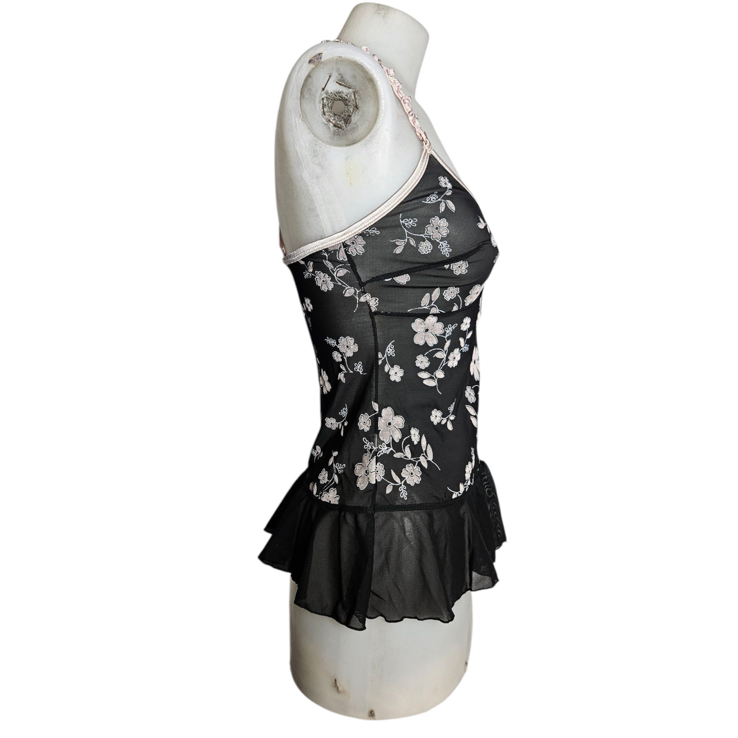 Black floral voile top