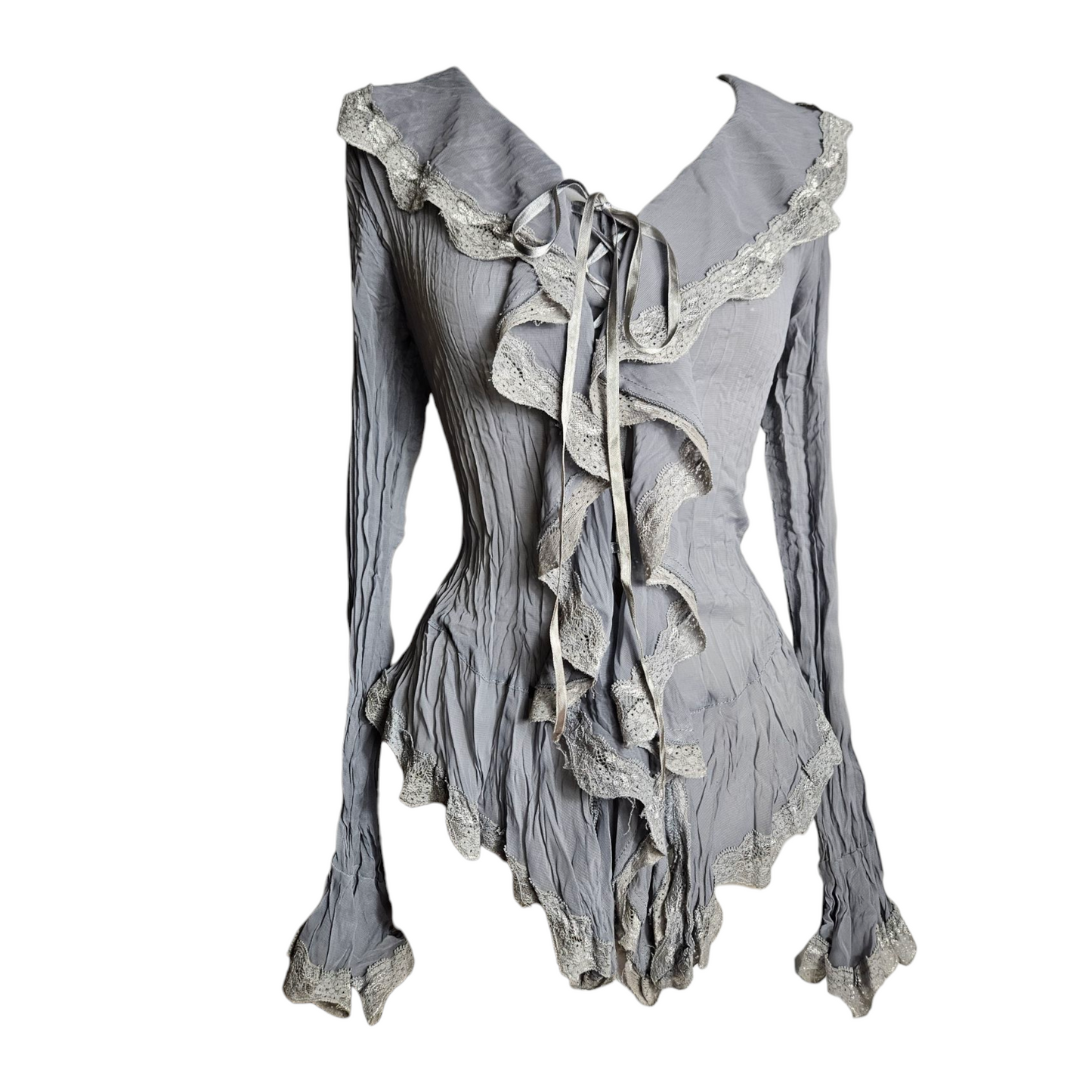 Ruffled and lacing blouse