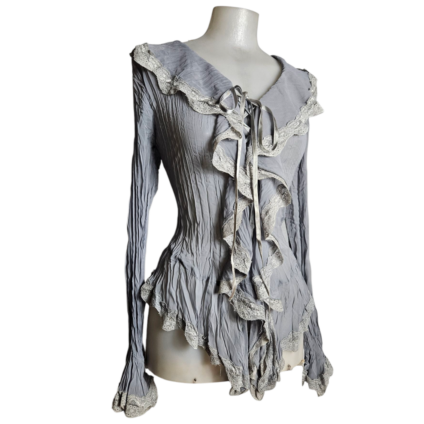 Ruffled and lacing blouse