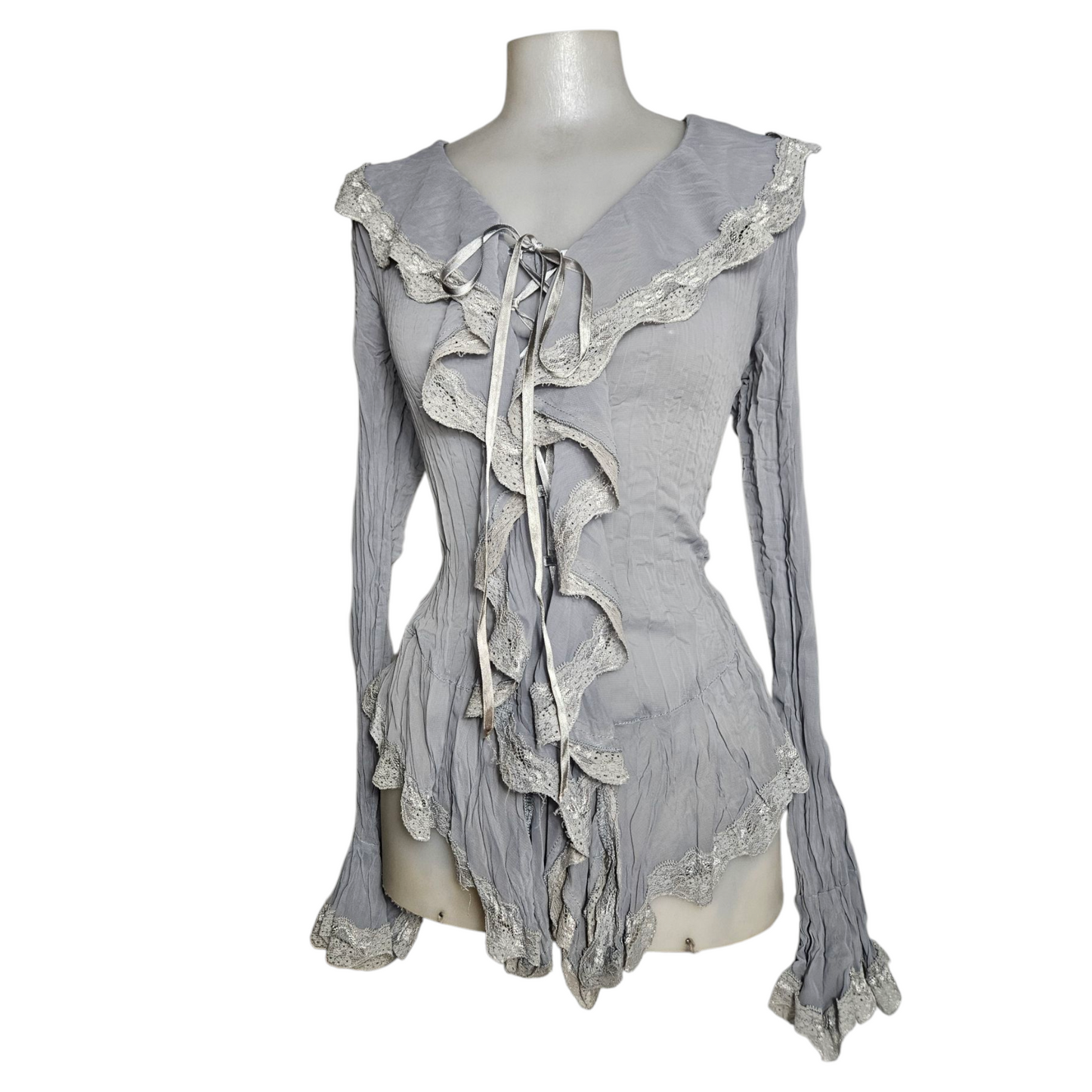 Ruffled and lacing blouse