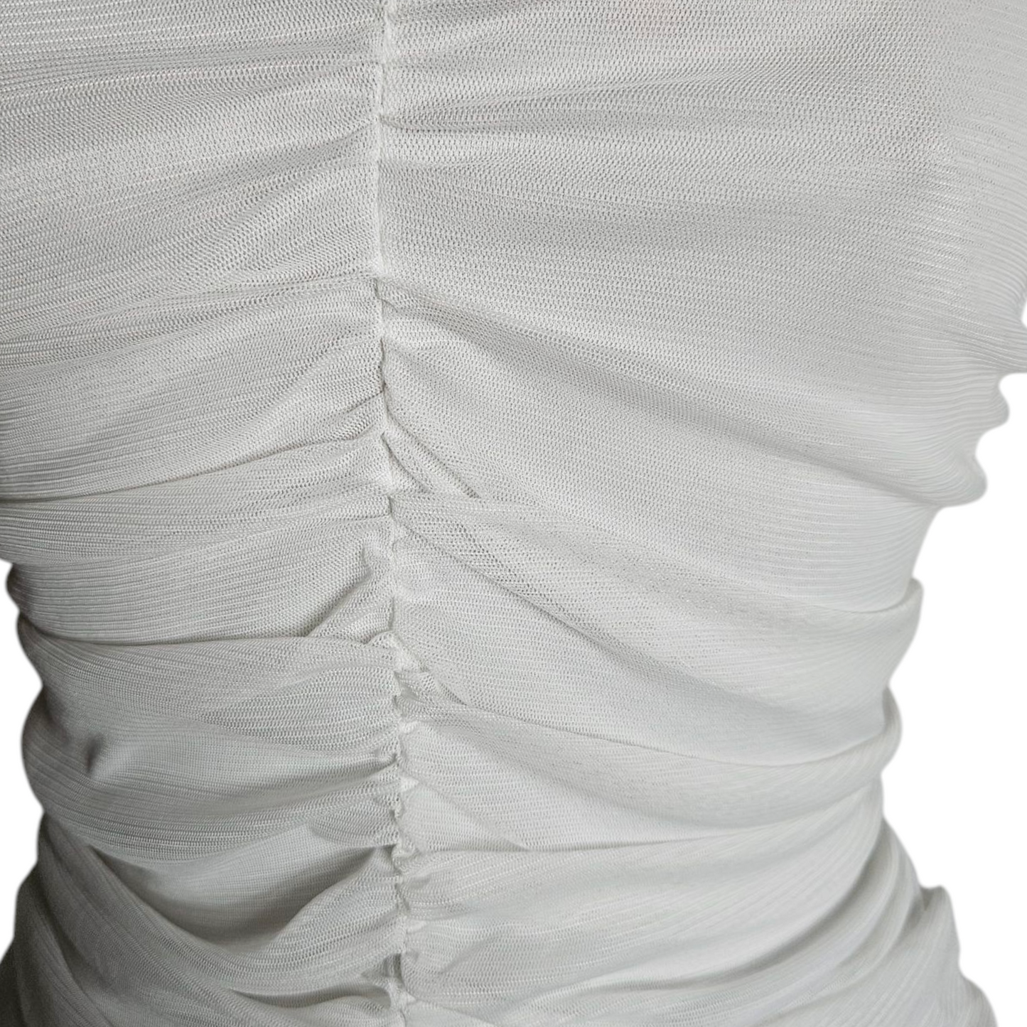 Robe asymétrique en voile plissé blanche