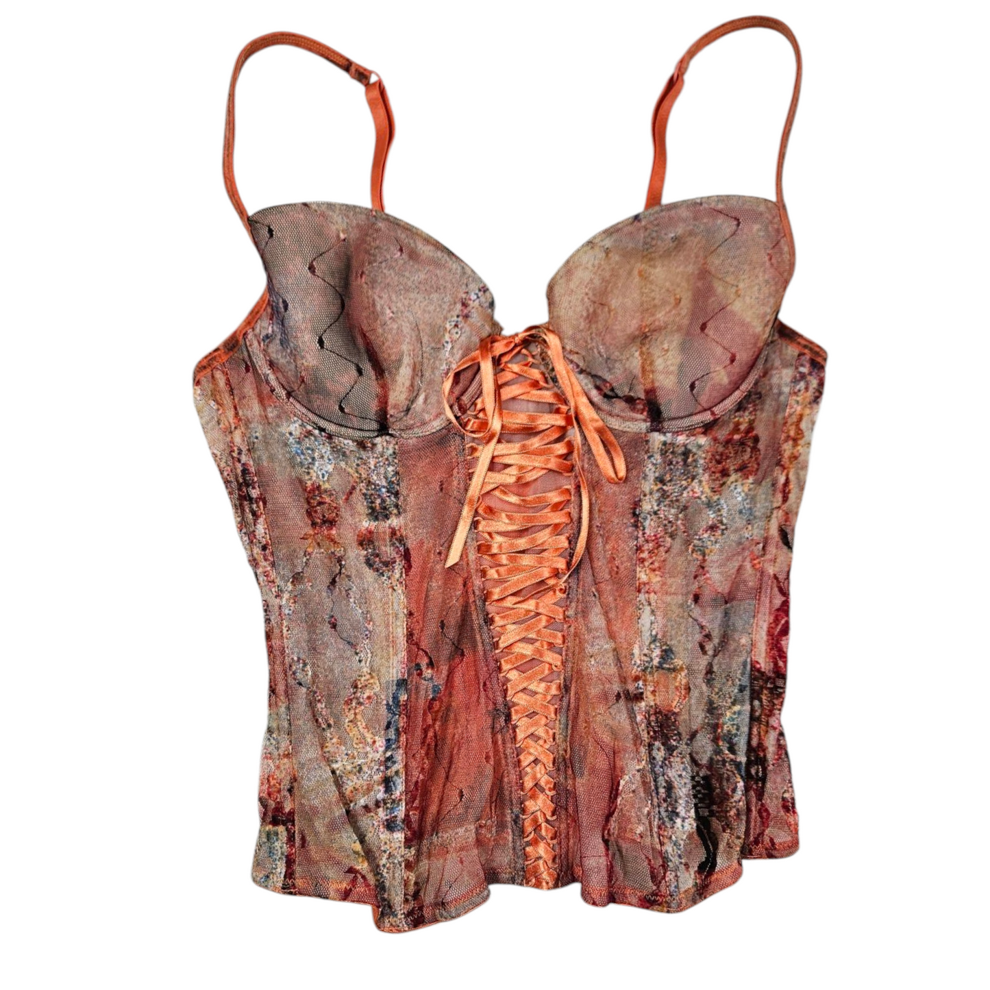 Haut esprit corset tons oranges