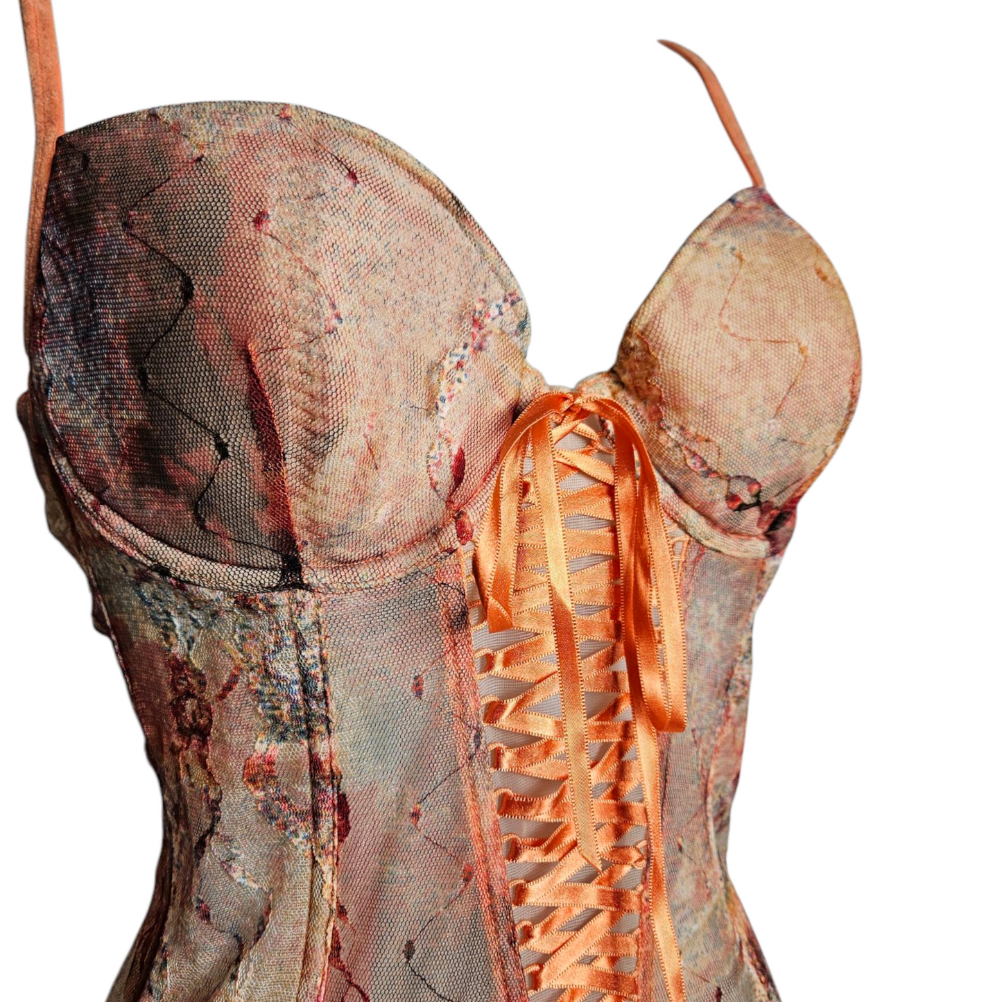 Haut esprit corset tons oranges