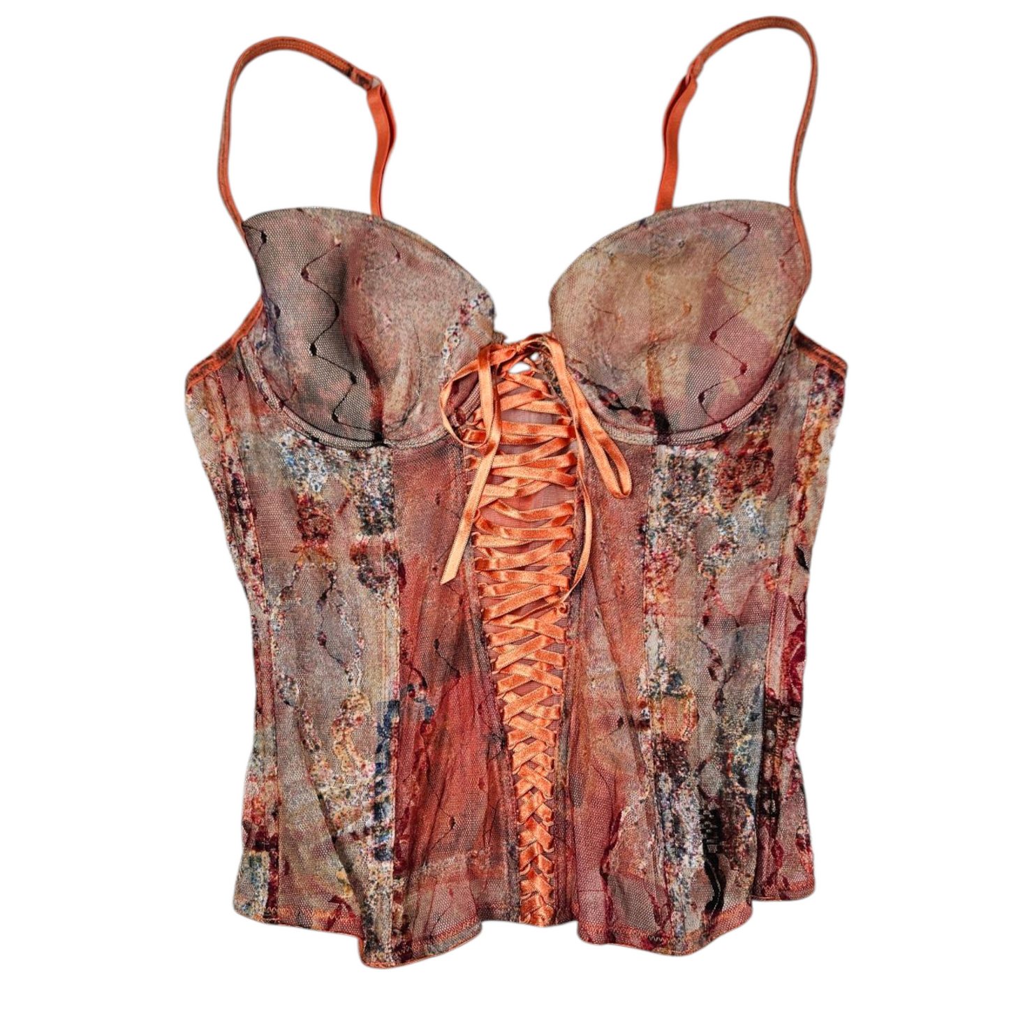 Haut esprit corset tons oranges