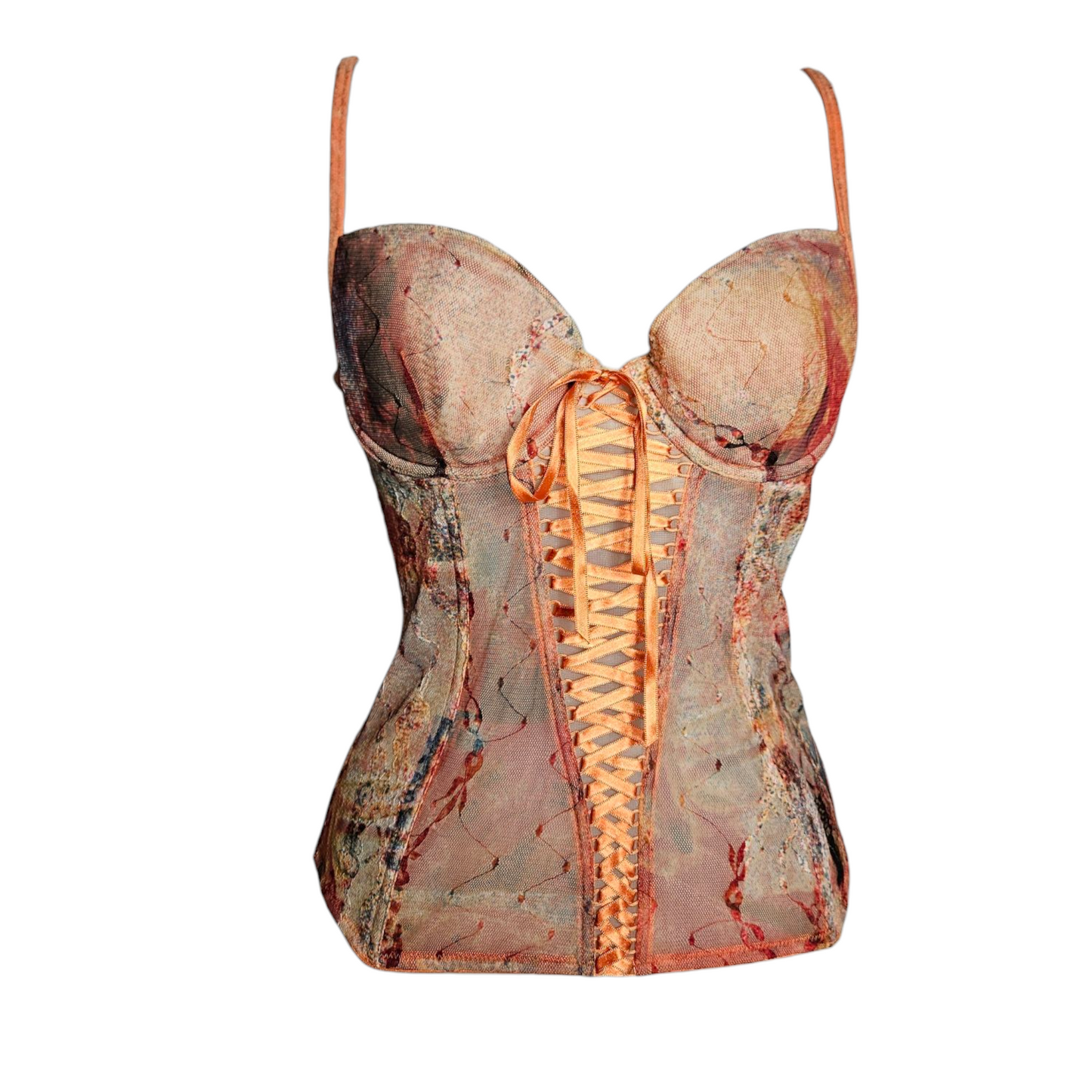 Haut esprit corset tons oranges