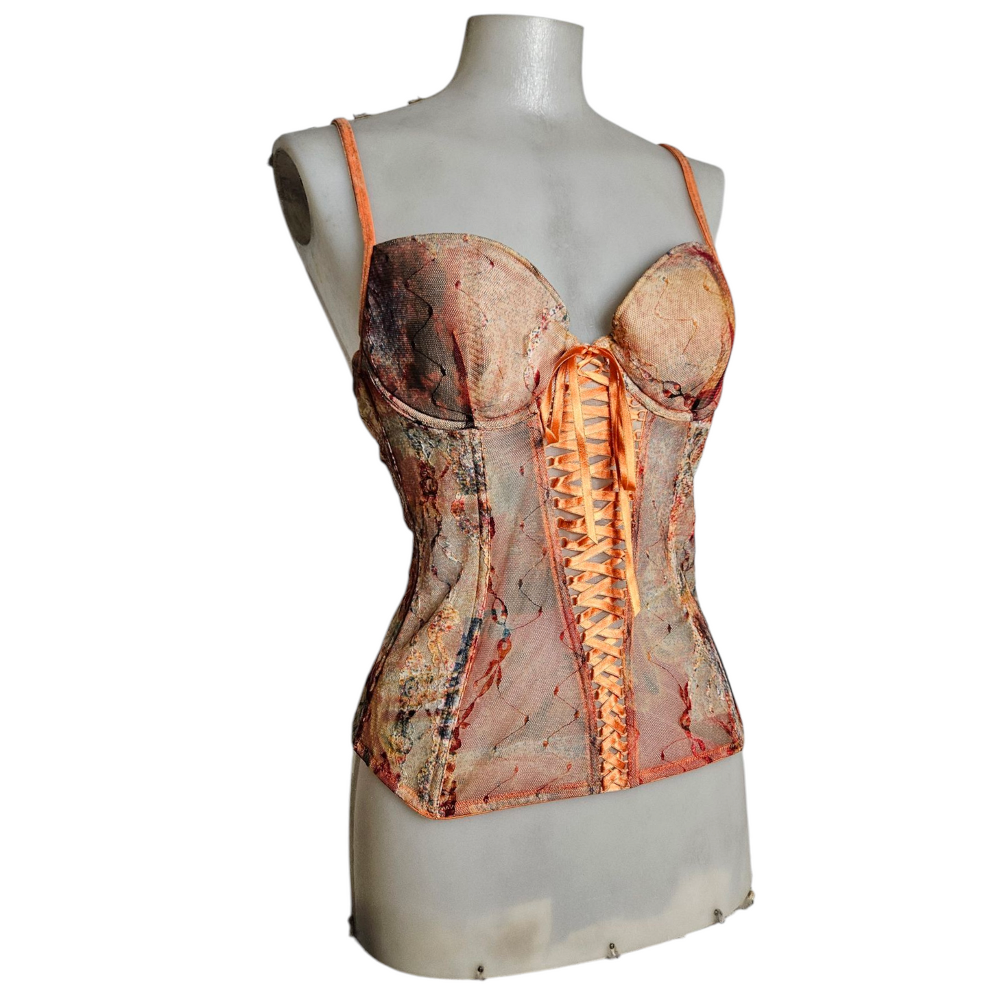 Haut esprit corset tons oranges
