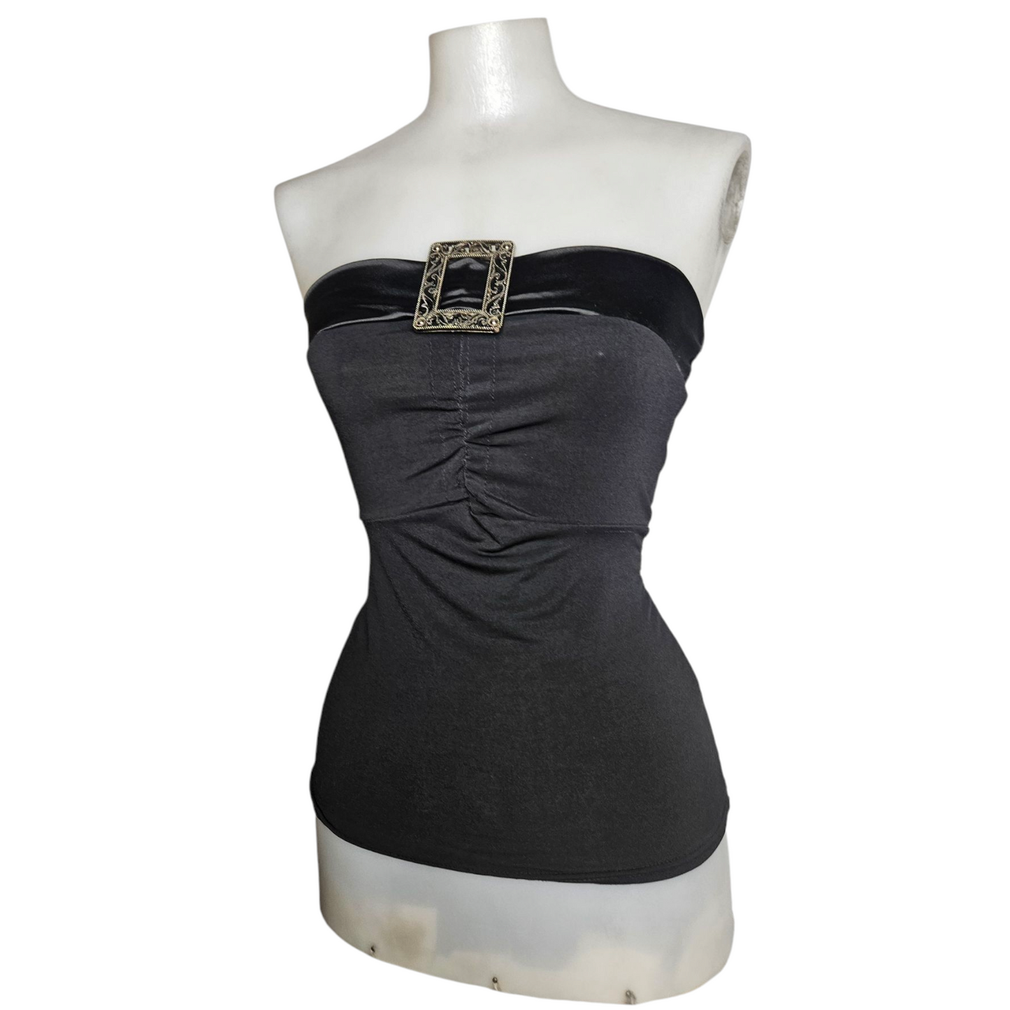 Strapless top with buckle details