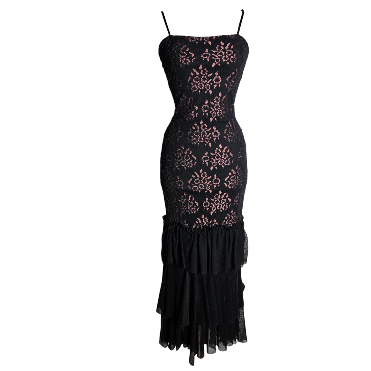 Robe maxi en voile et dentelle