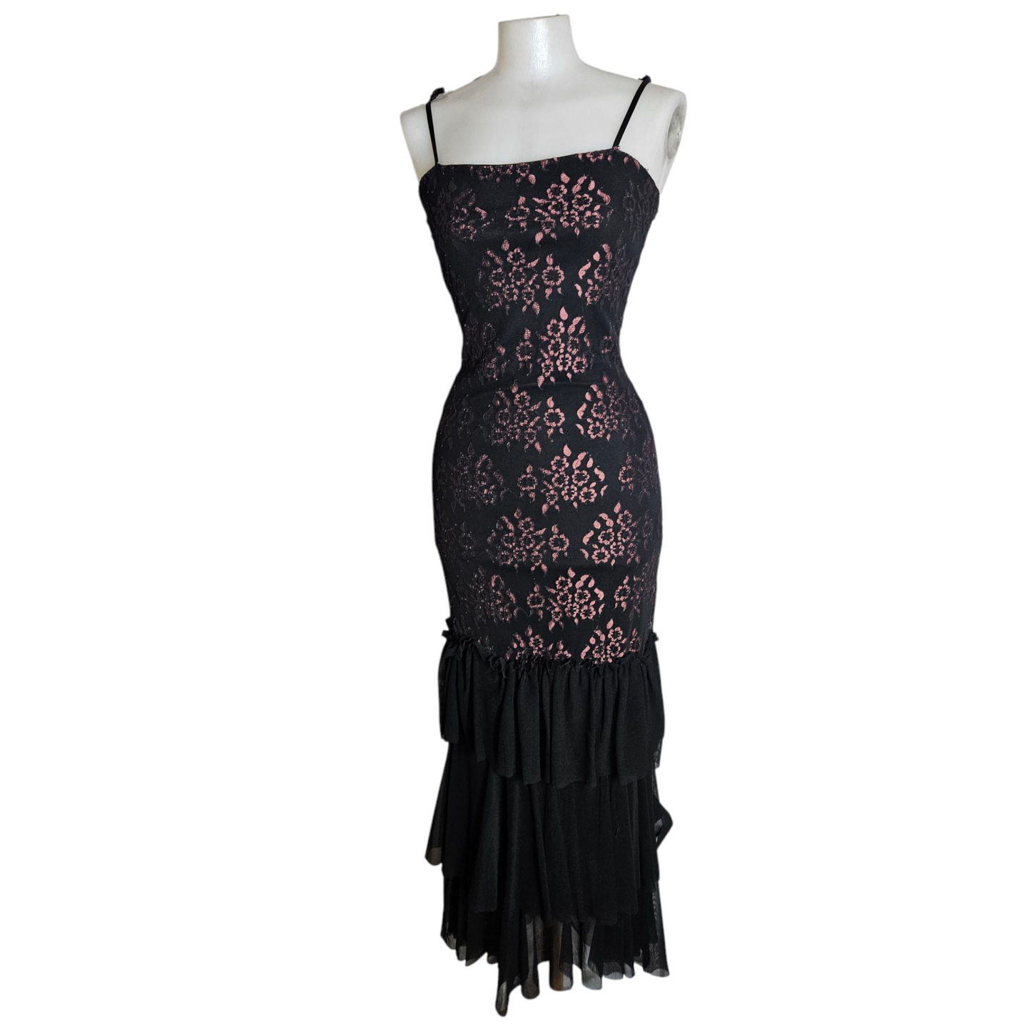 Robe maxi en voile et dentelle