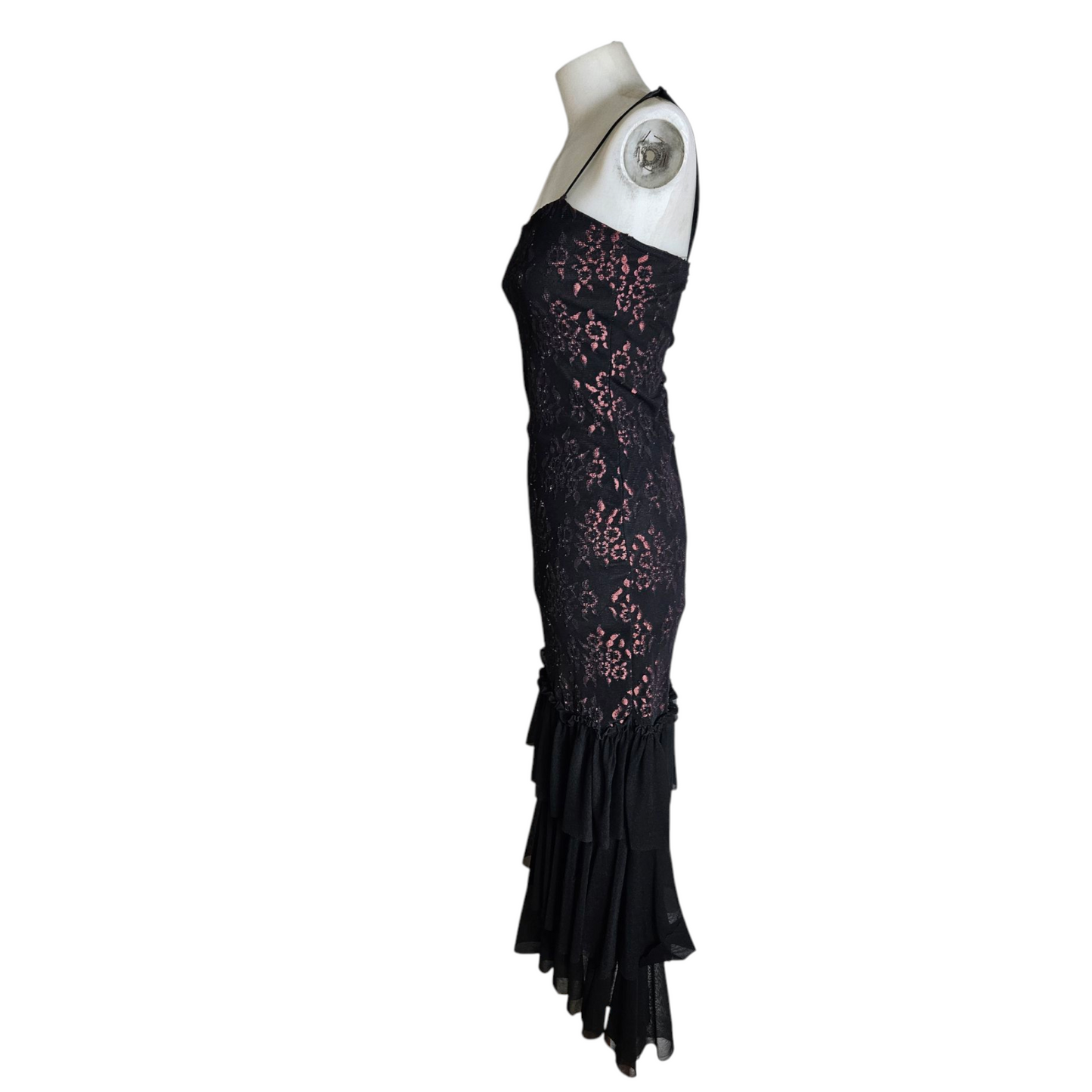 Robe maxi en voile et dentelle