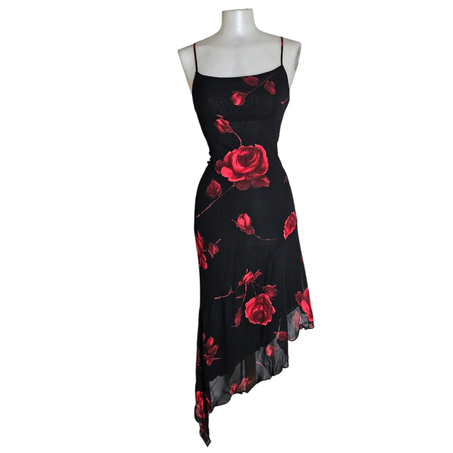Robe asymétrique en voile fleuri
