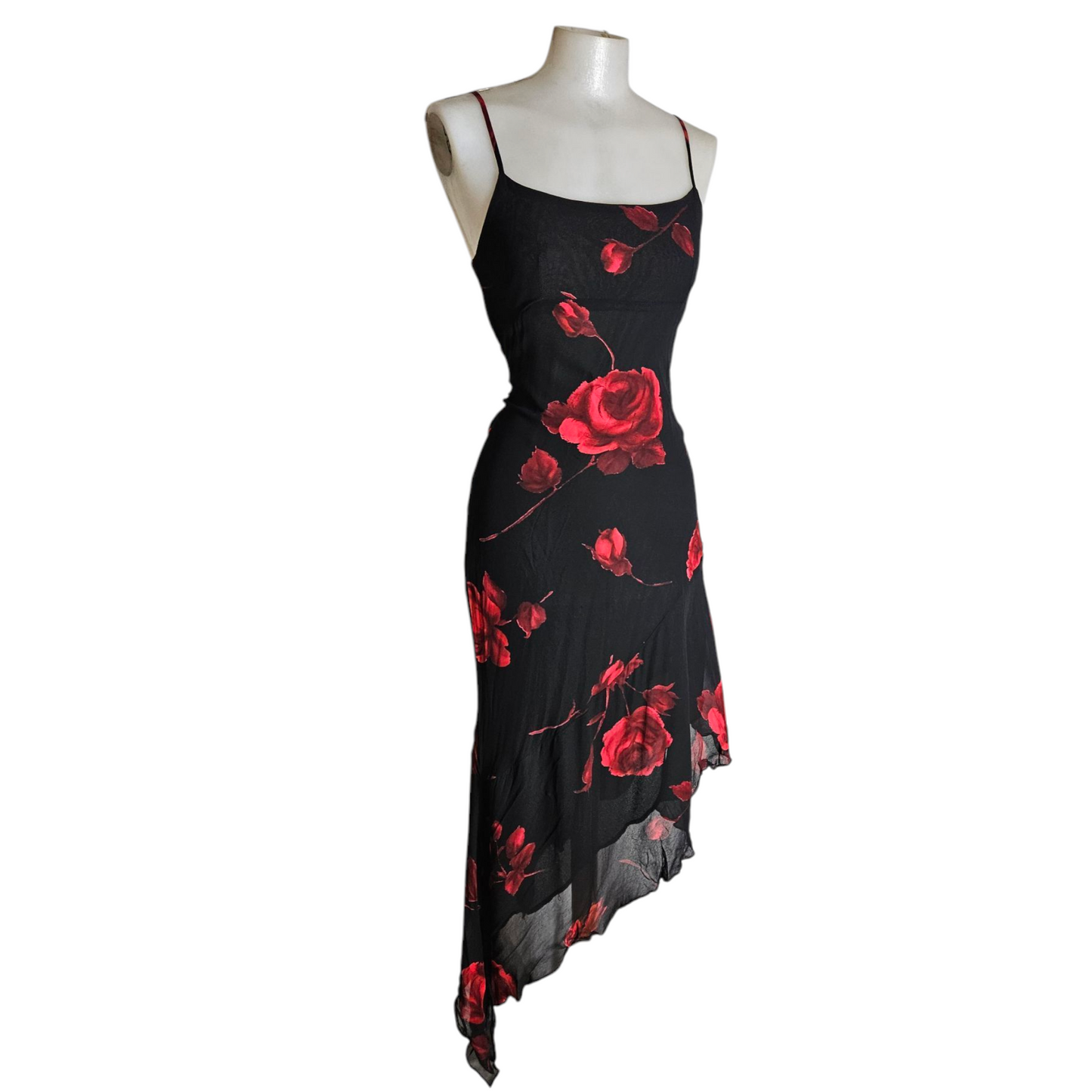 Robe asymétrique en voile fleuri