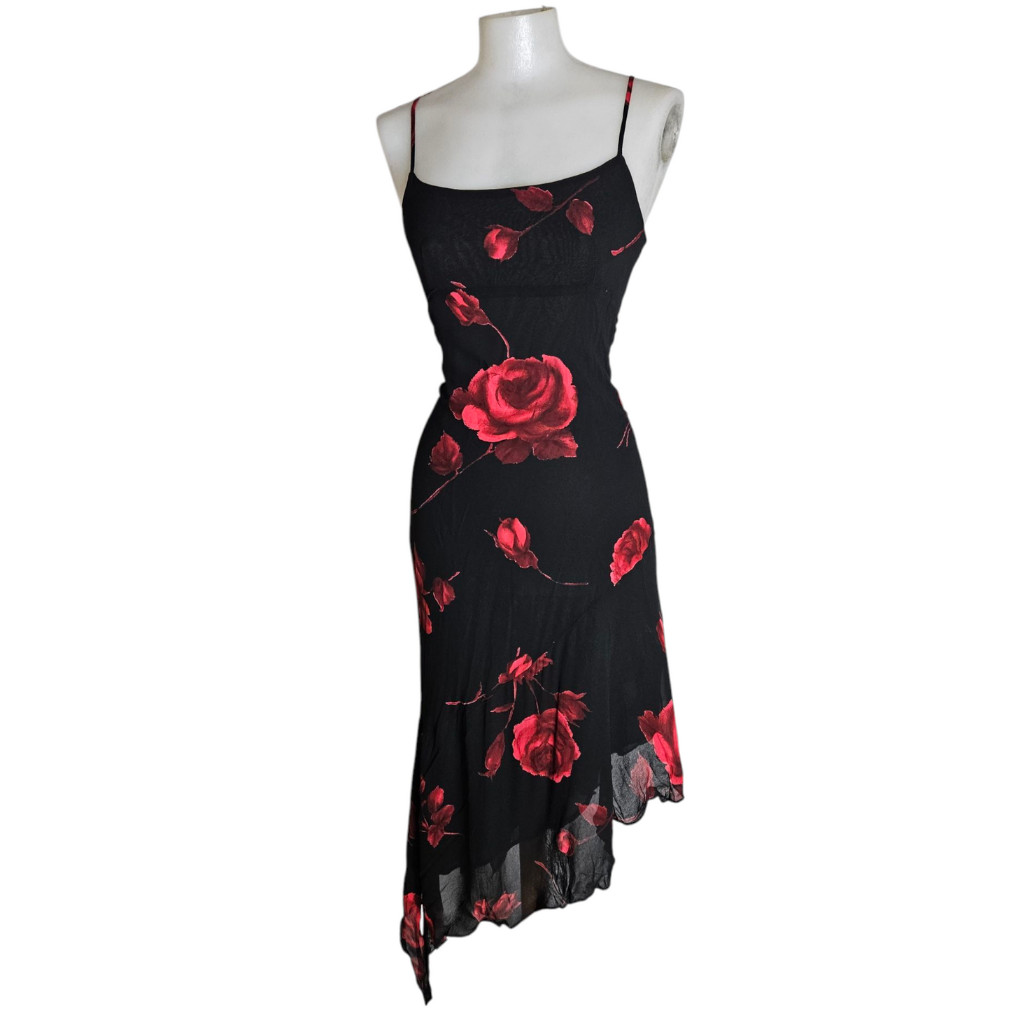 Robe asymétrique en voile fleuri