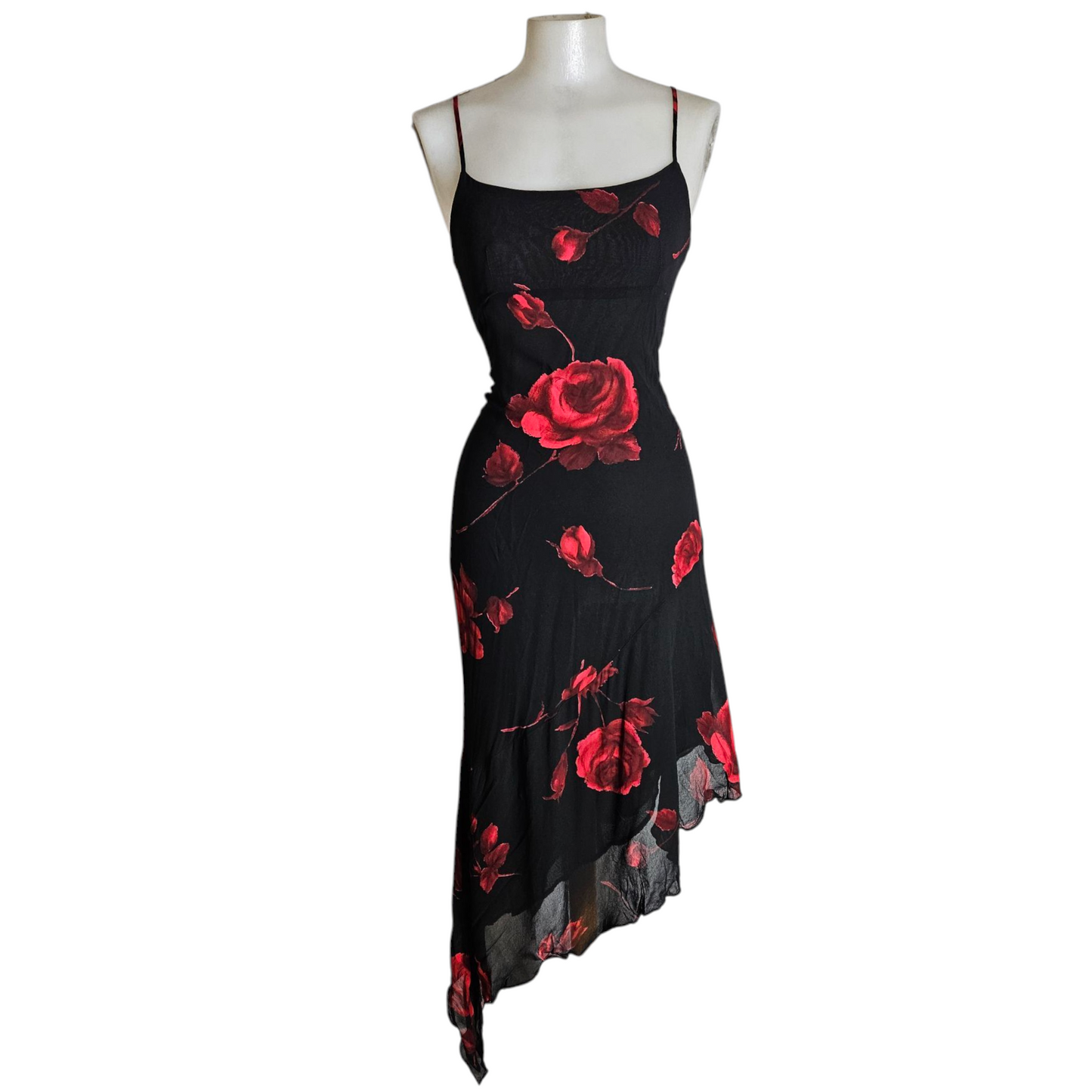 Robe asymétrique en voile fleuri