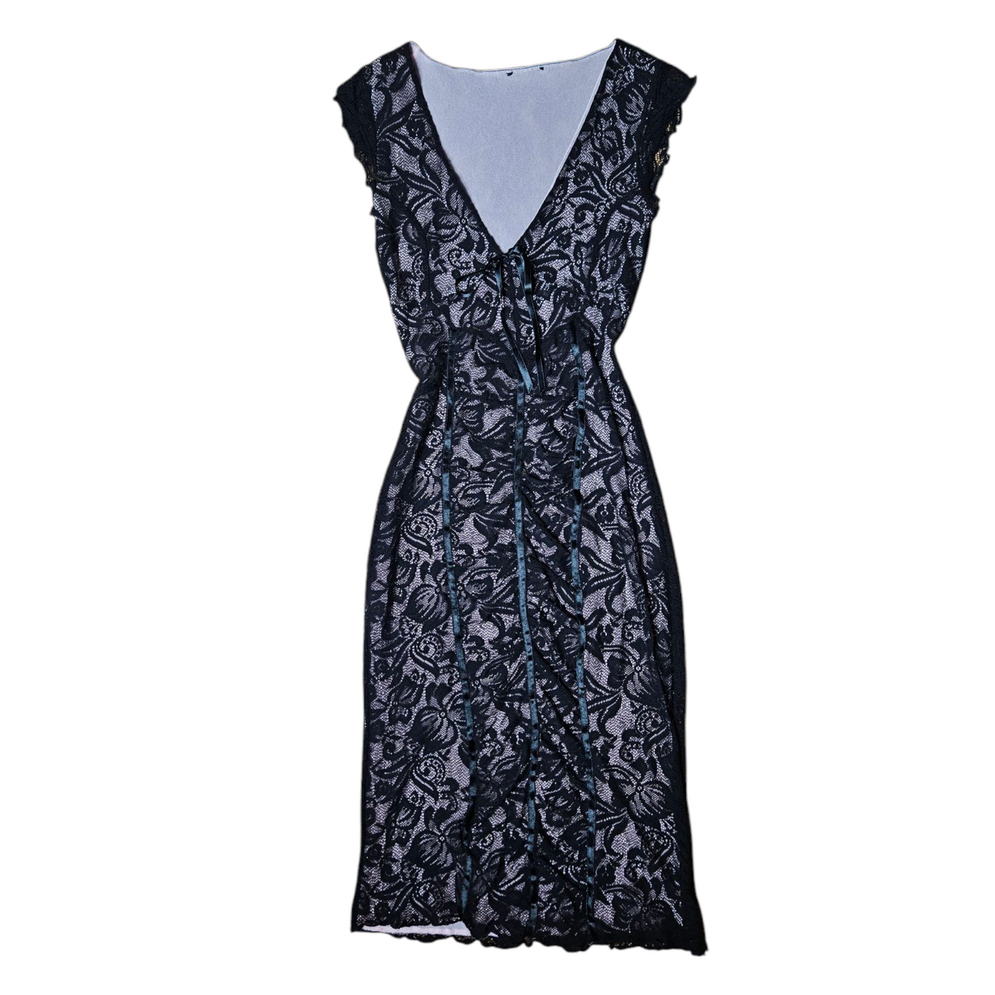 Black and pink lace dress