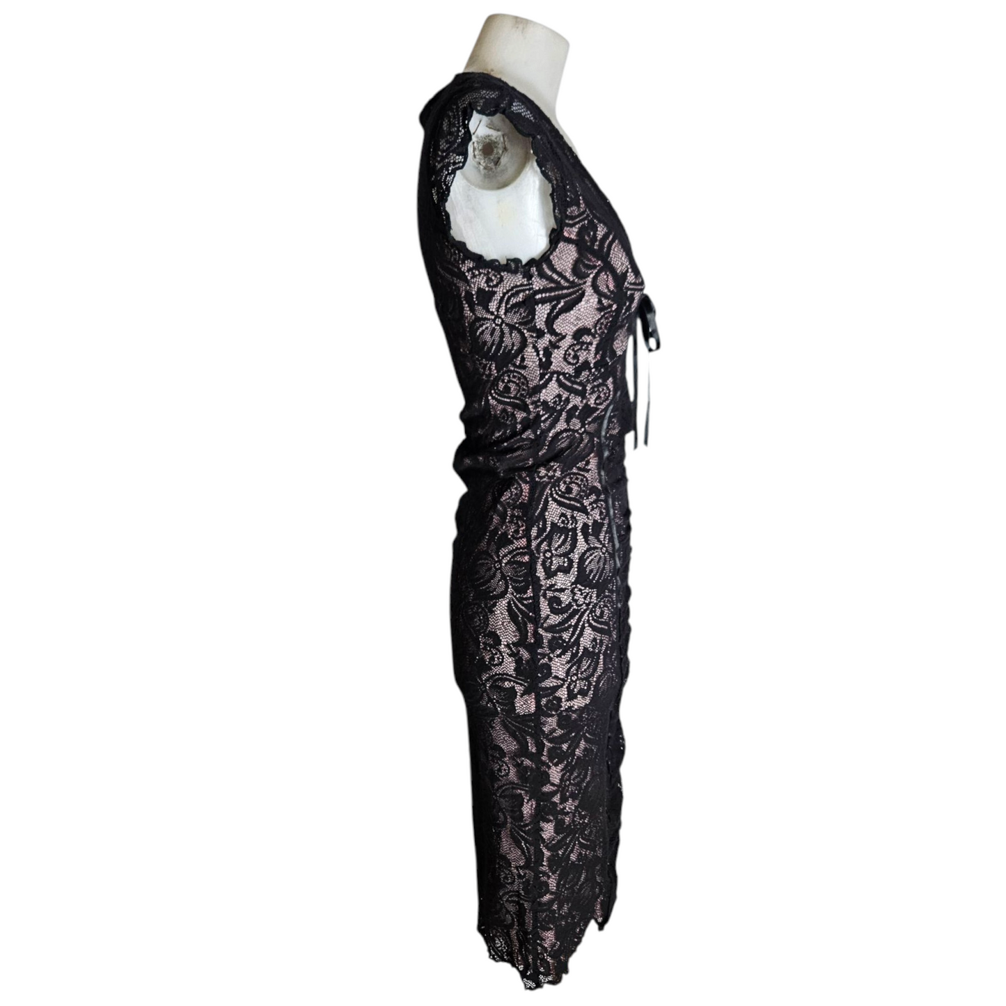 Black and pink lace dress
