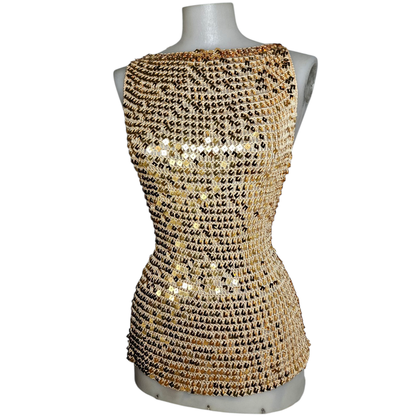 Crochet and sequin tank top