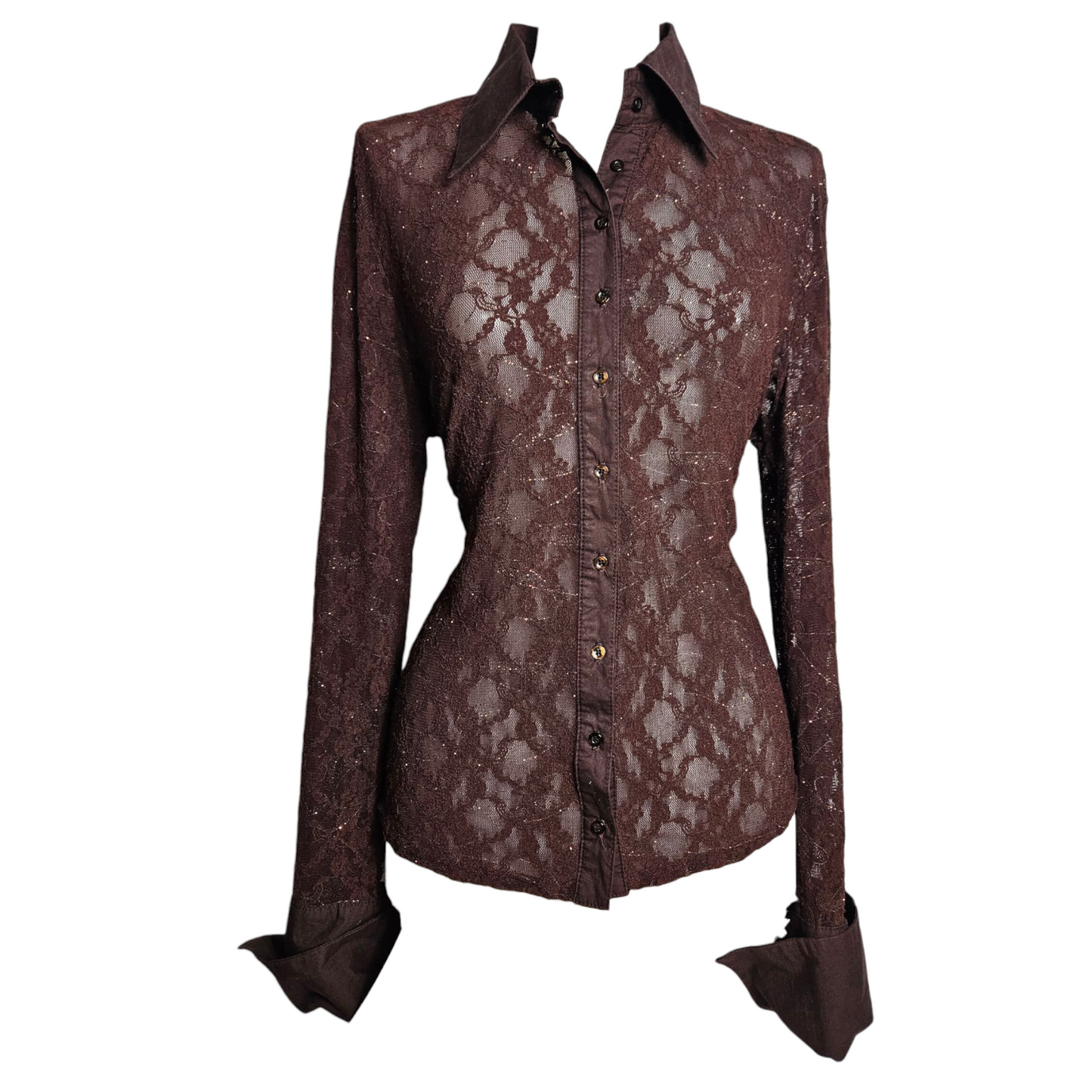 Chemise en dentelle détails dorés