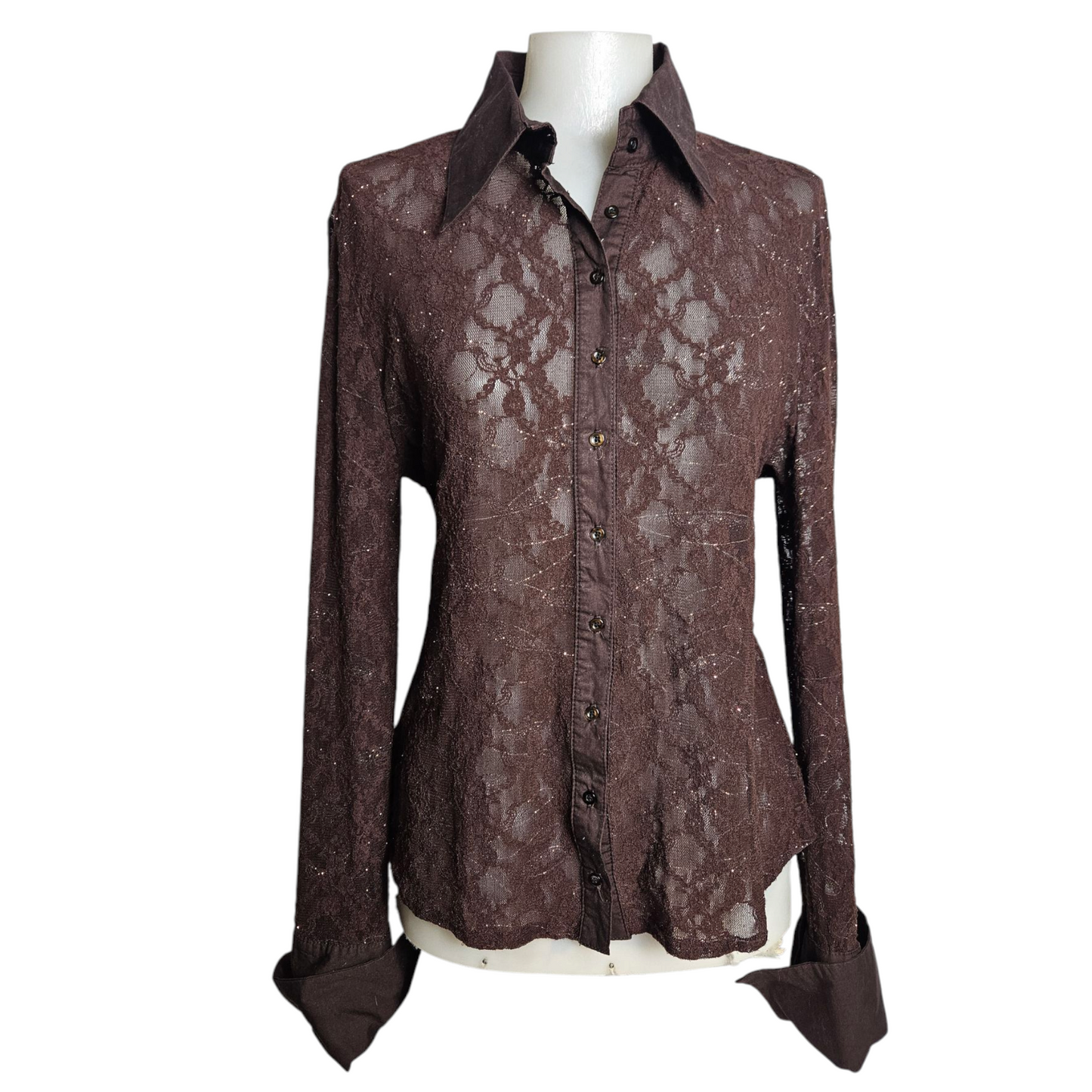Chemise en dentelle détails dorés