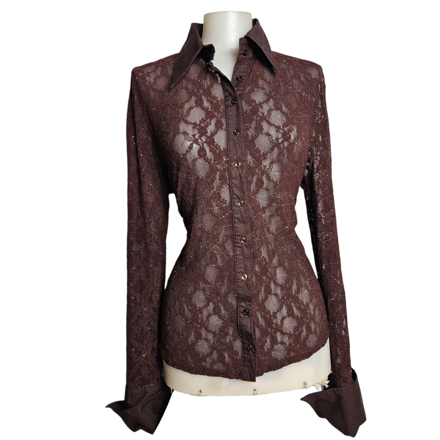 Chemise en dentelle détails dorés