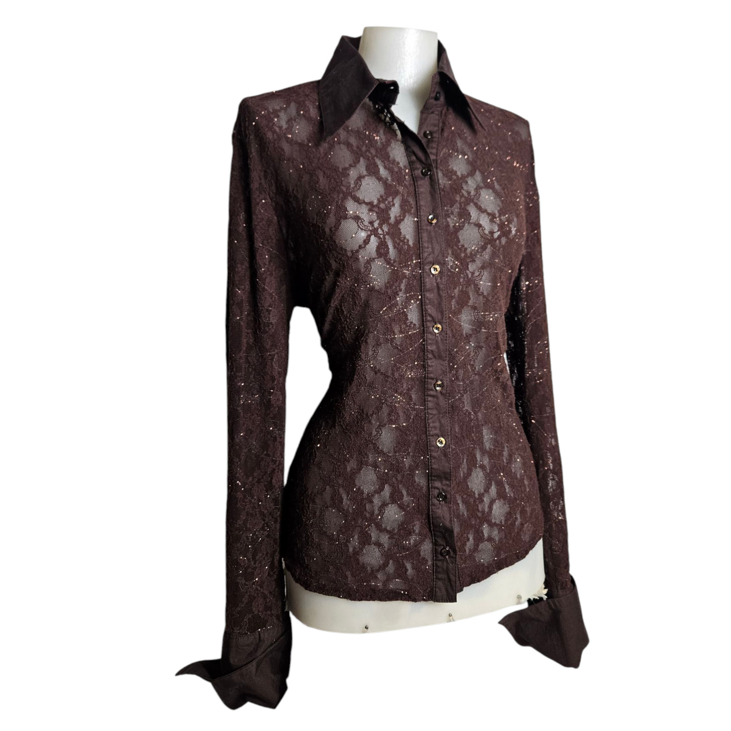 Chemise en dentelle détails dorés