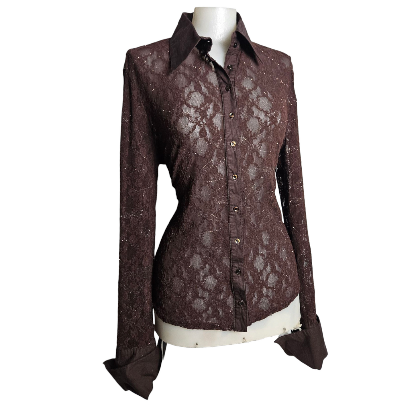 Chemise en dentelle détails dorés