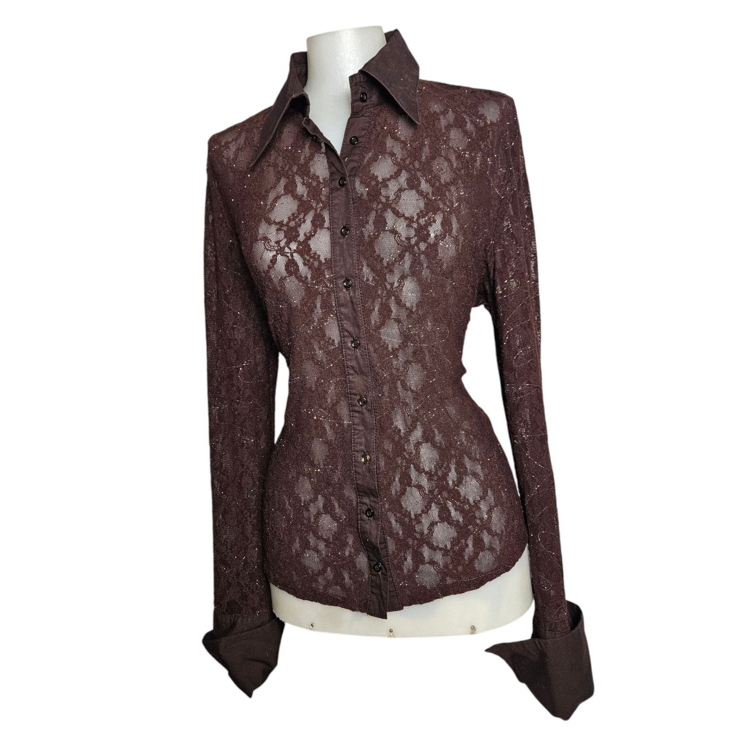 Chemise en dentelle détails dorés