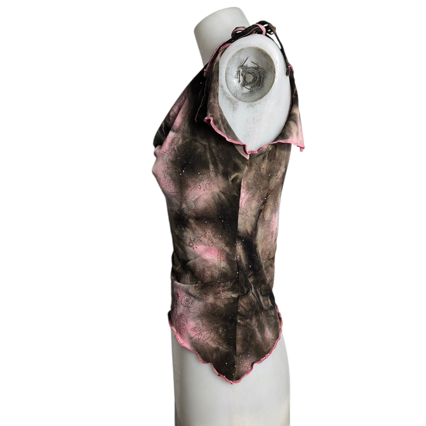 Haut col bénitier tie and Dye rose et marron