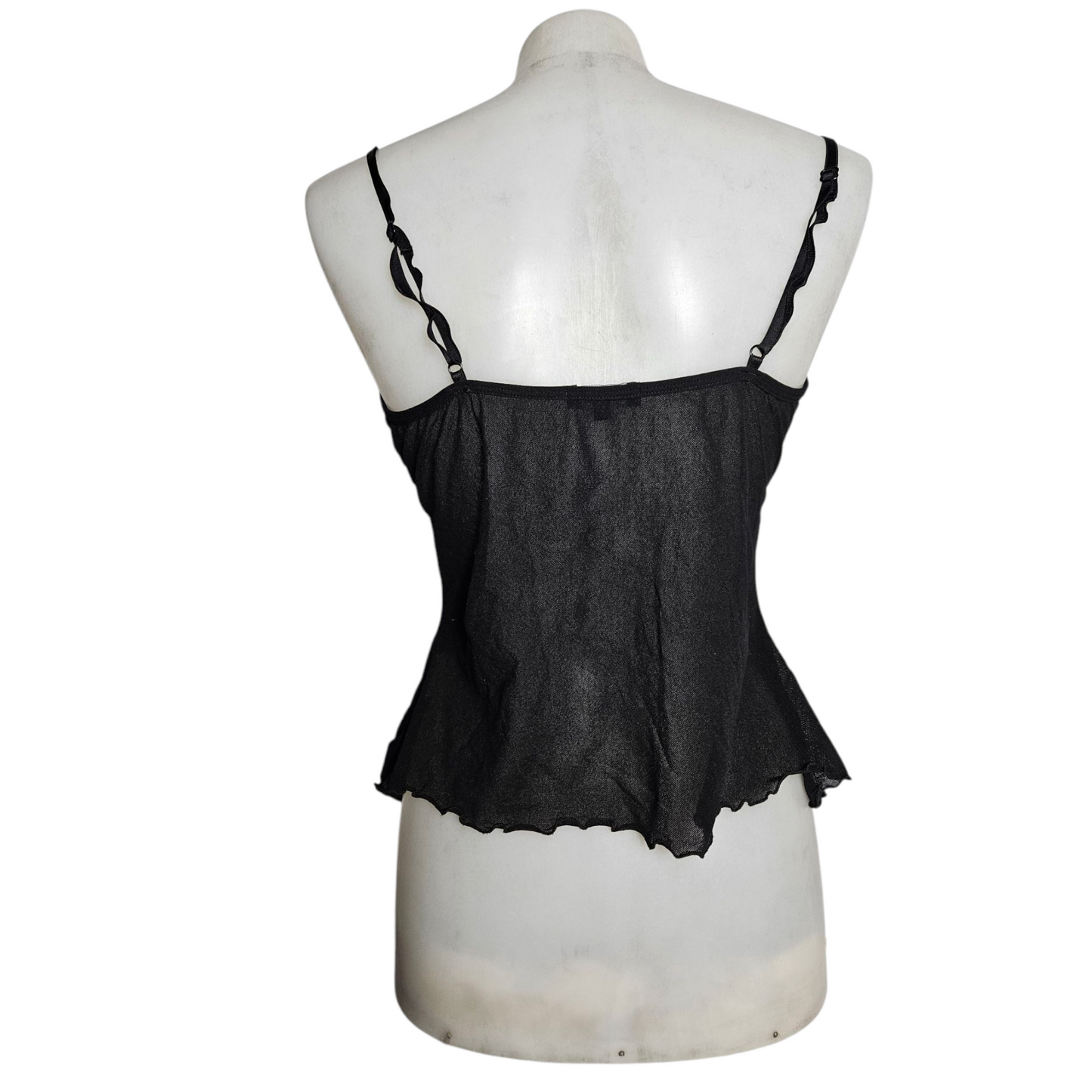 Débardeur asymétrique en voile noir
