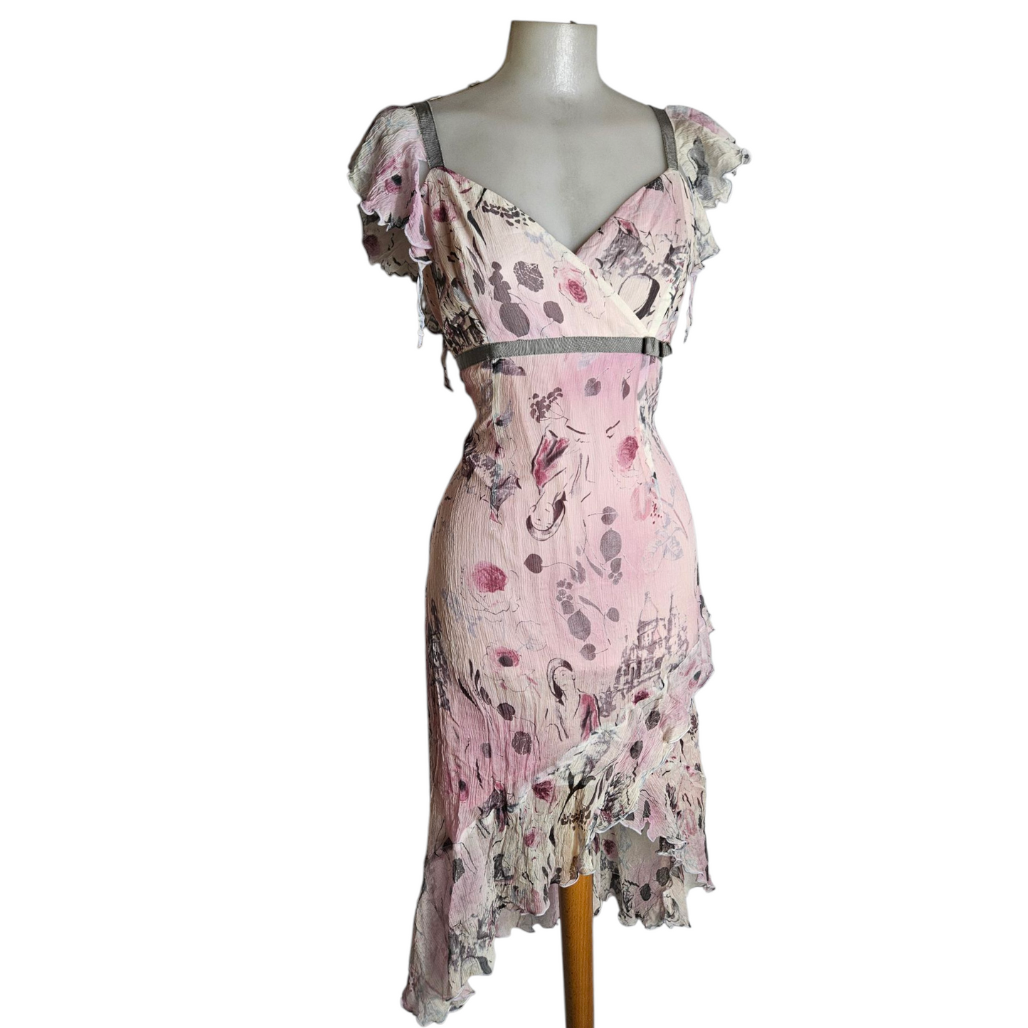 Ruffled silk dress