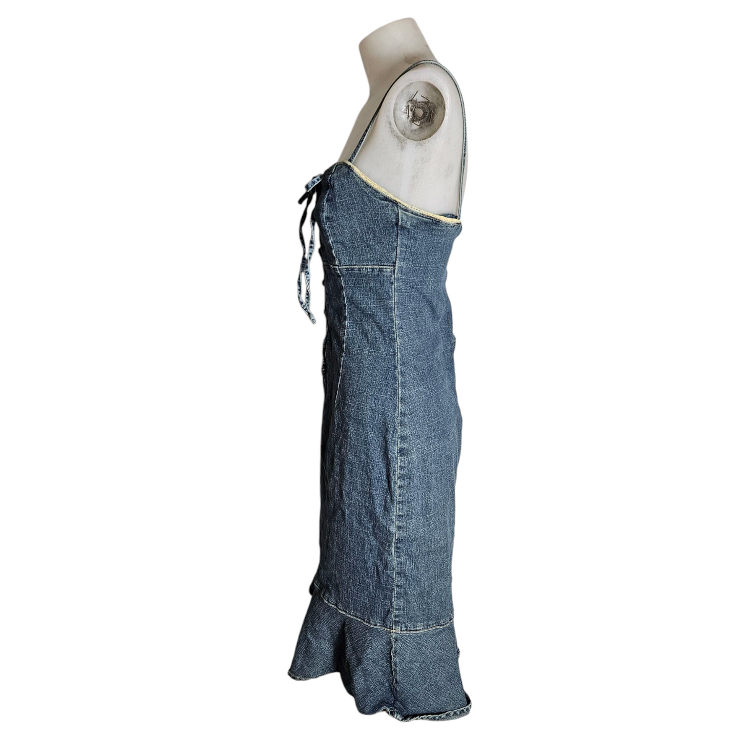Lace-up denim dress