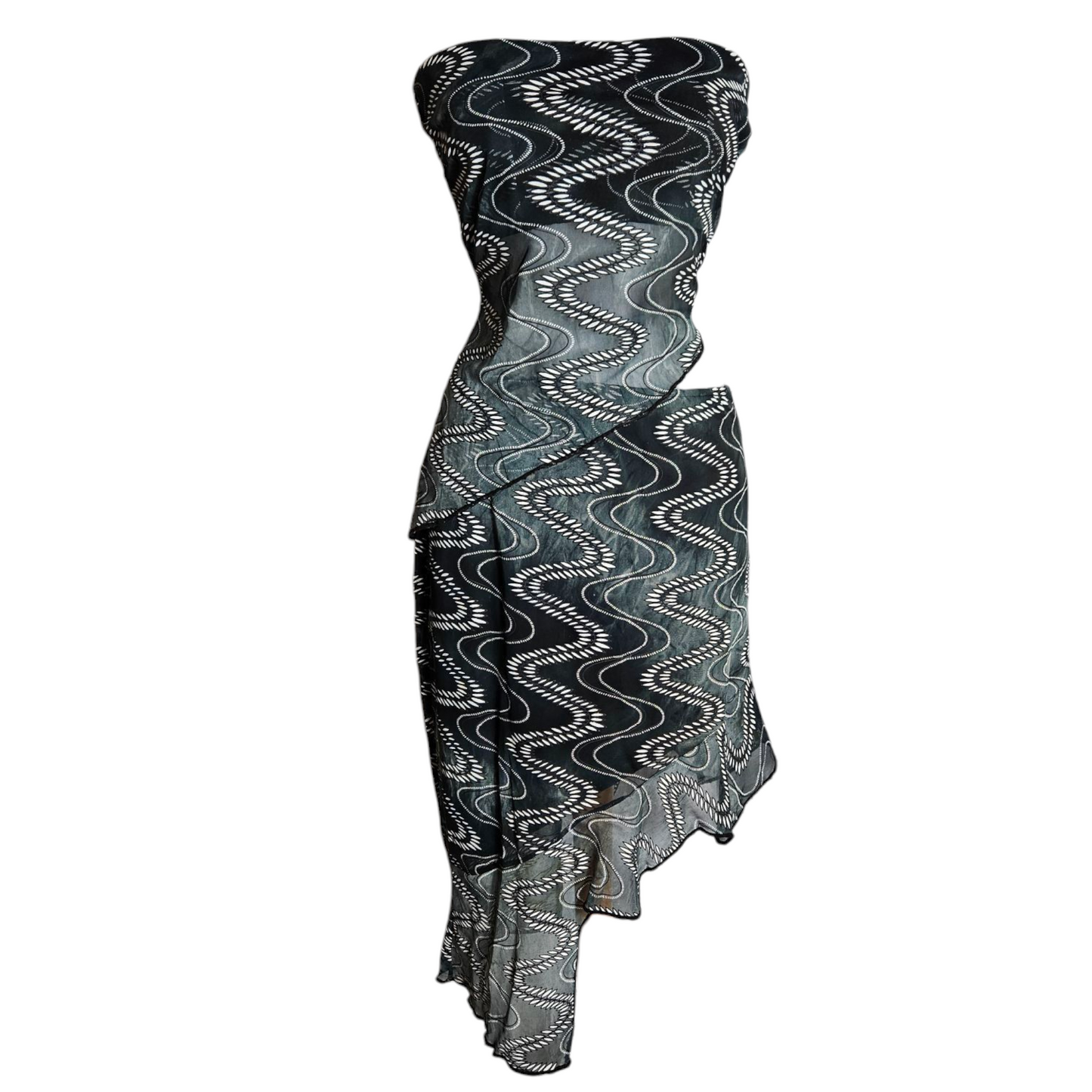 Ensemble haut strapless et jupe asymétrique