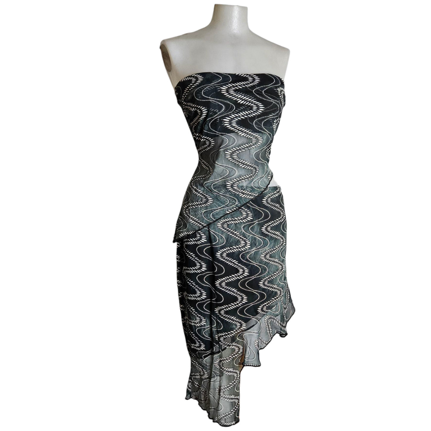 Ensemble haut strapless et jupe asymétrique