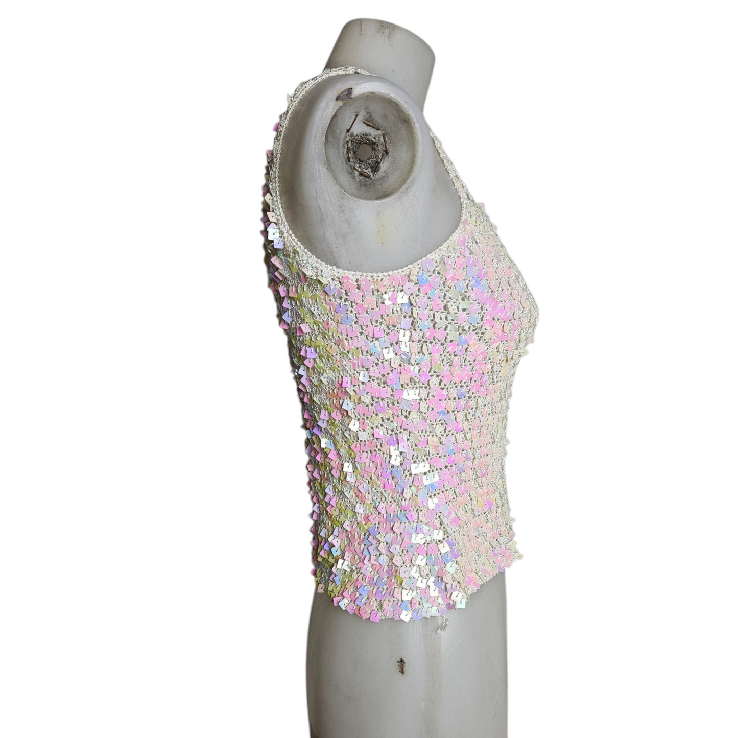 Open back in silk embroidered with sequins