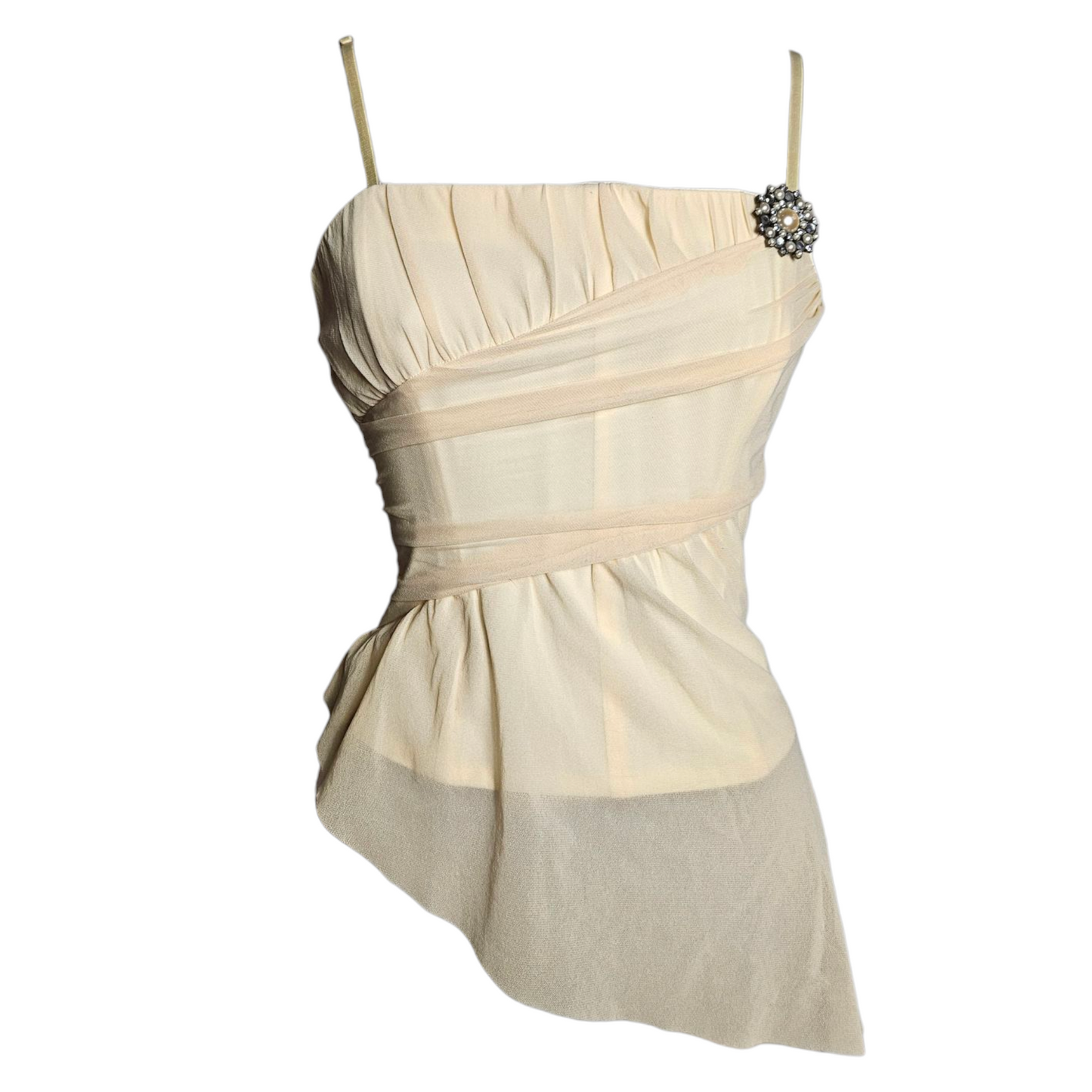 Haut esprit corset details voile et broche