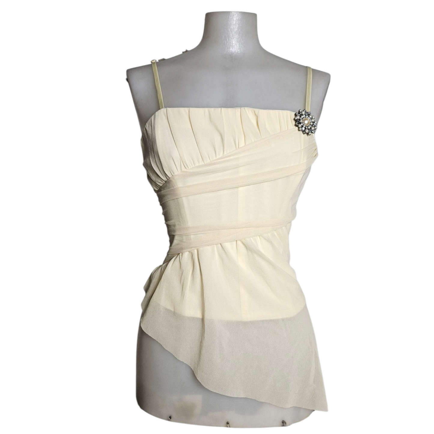 Haut esprit corset details voile et broche