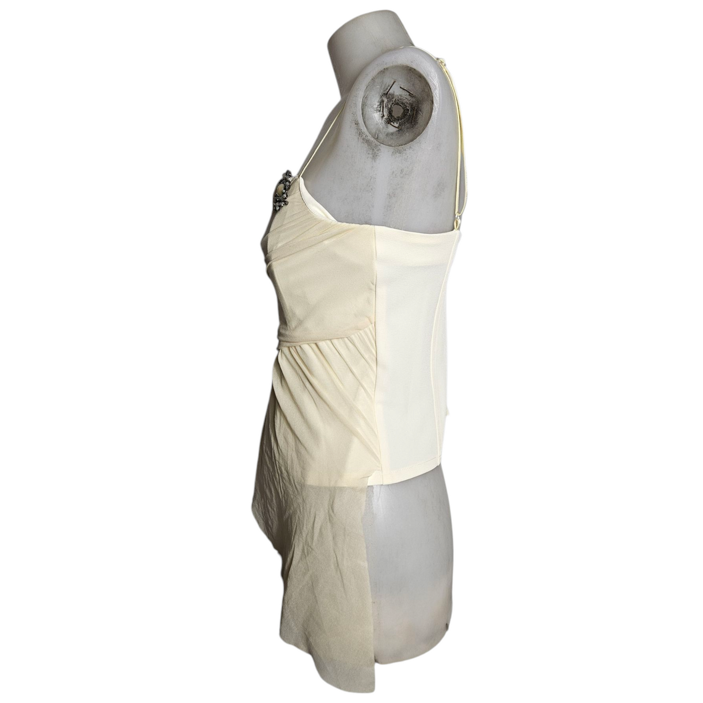 Haut esprit corset details voile et broche