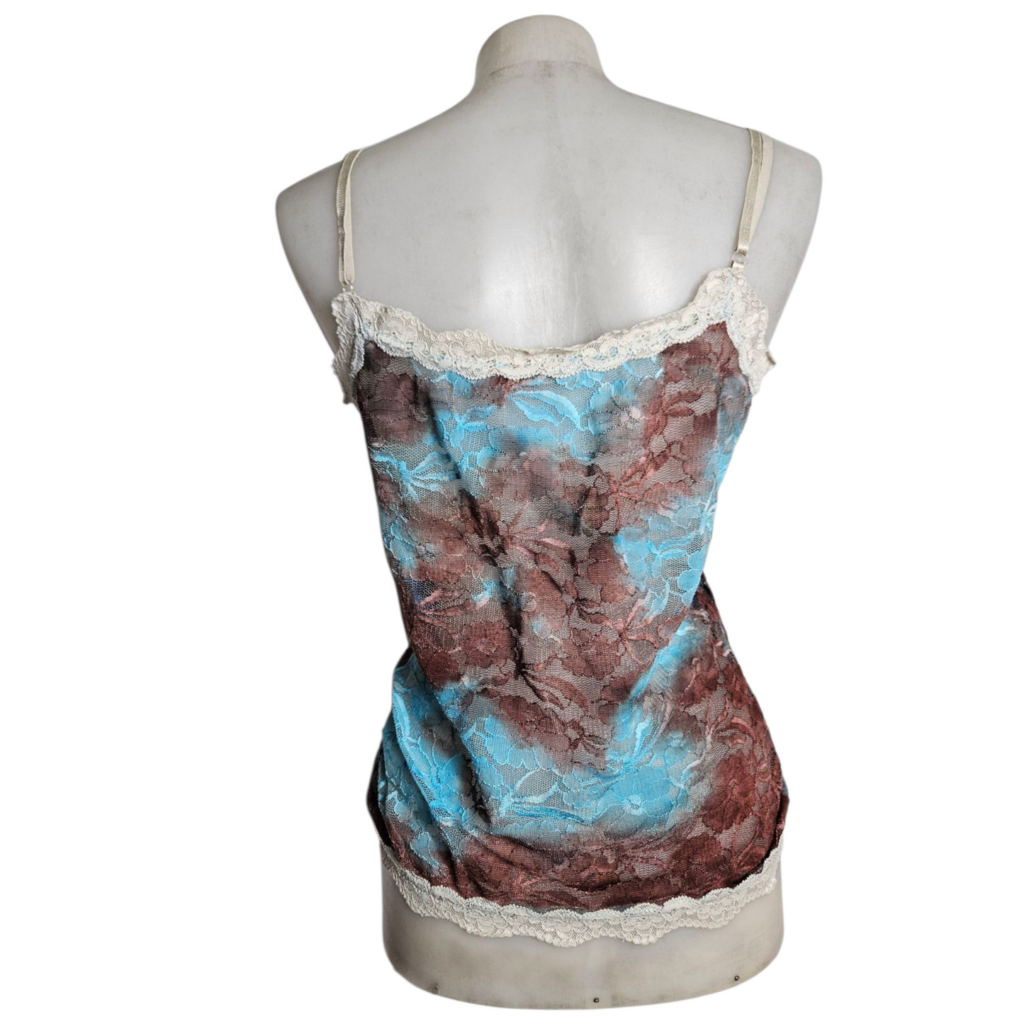 Haut en dentelle tie and Dye marron et bleu