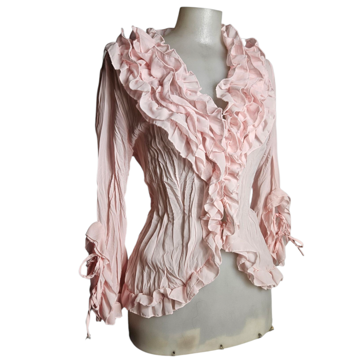 Pale pink ruffled blouse