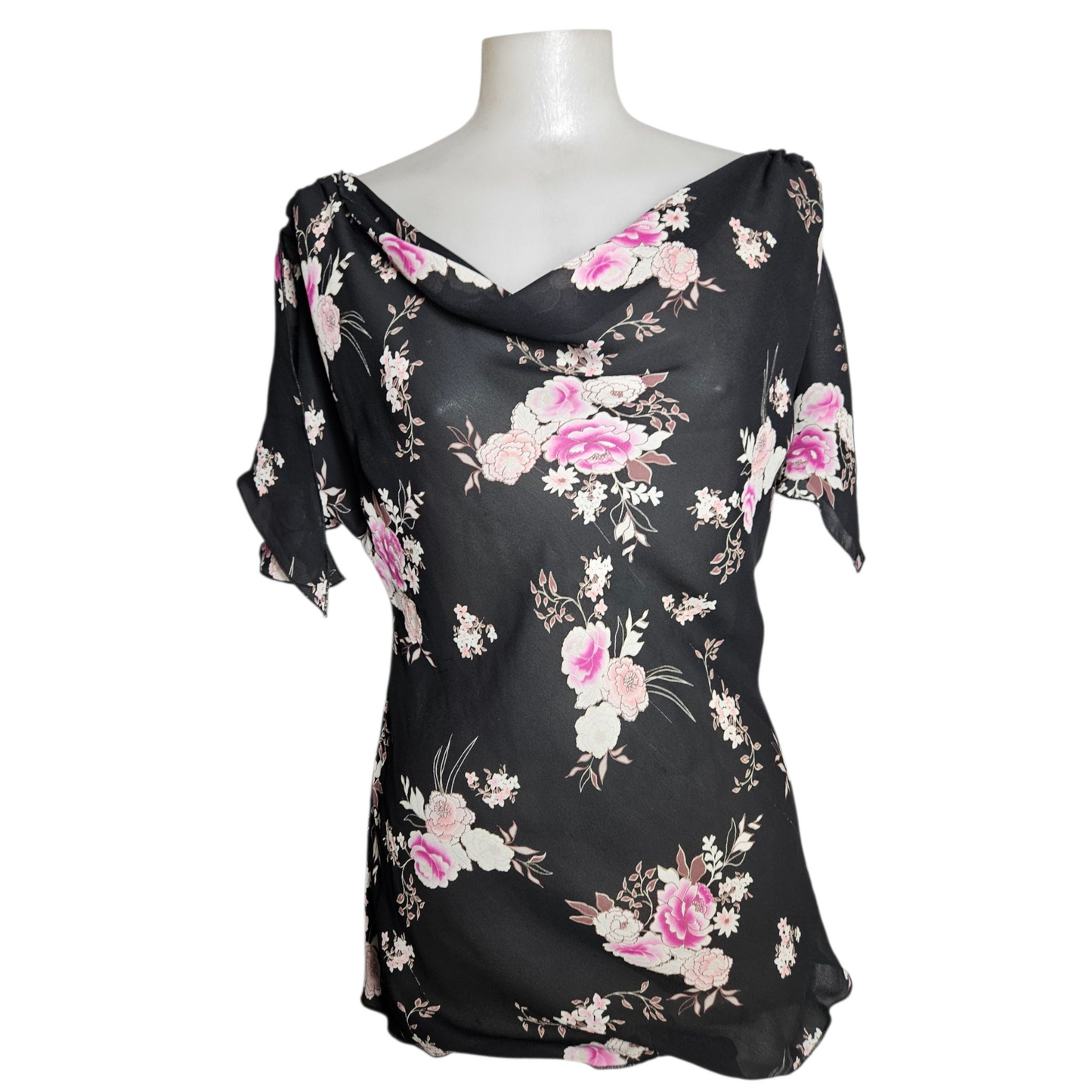 Floral voile top with slit sleeves