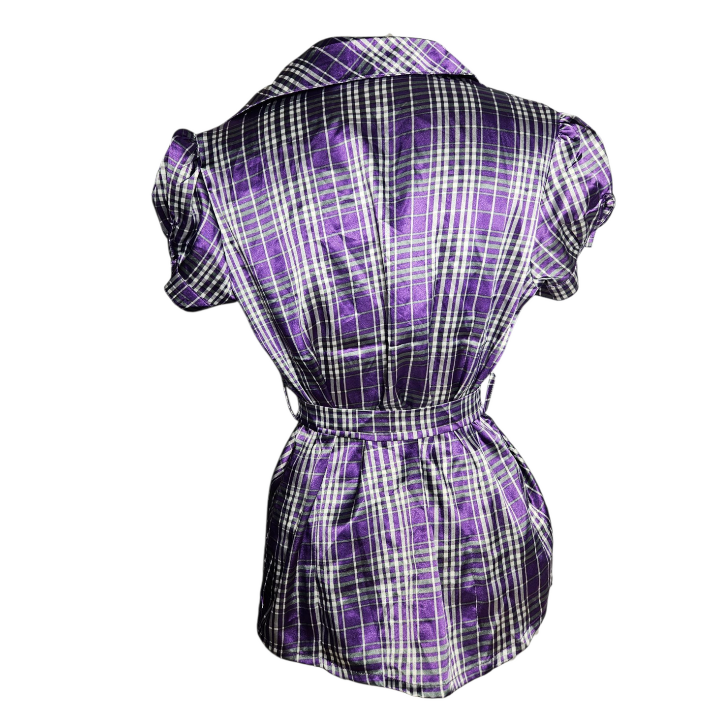 Short-sleeved satin blouse