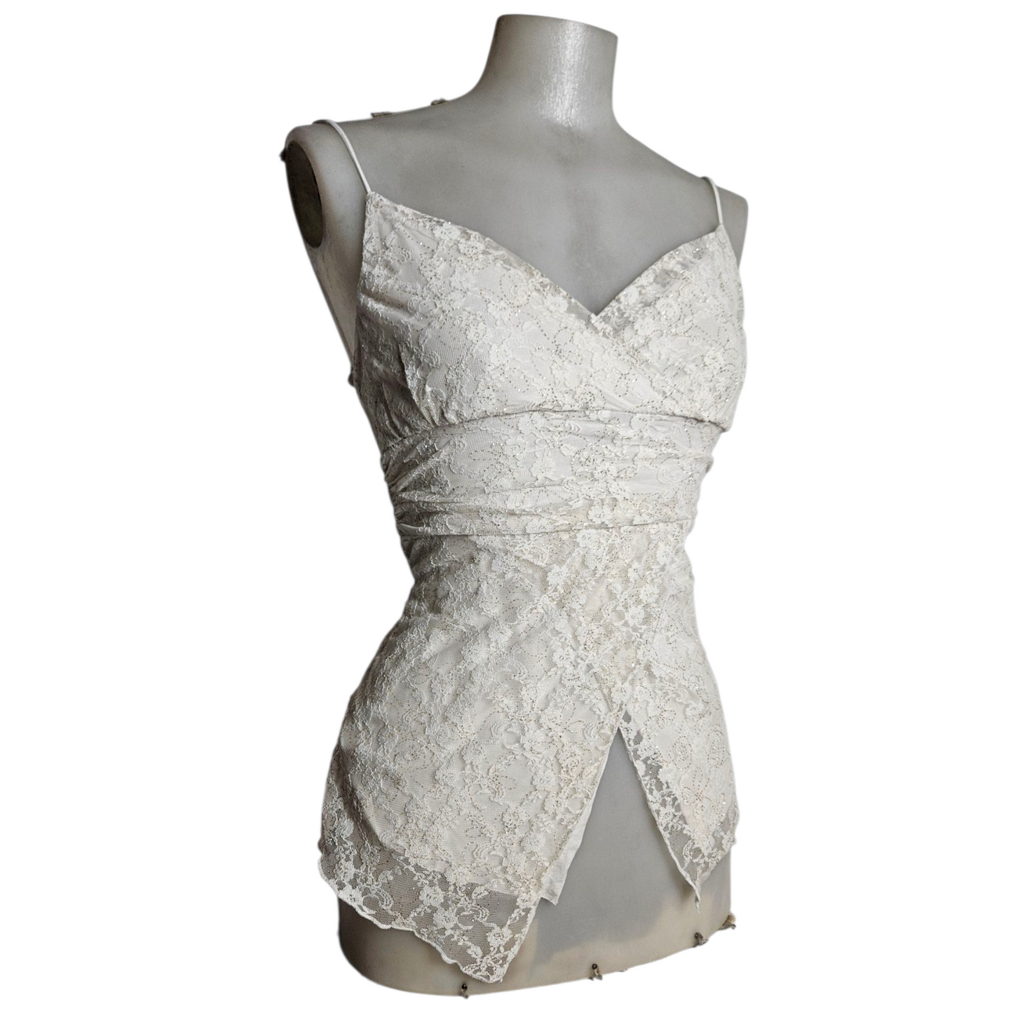 Asymmetrical lace tank top