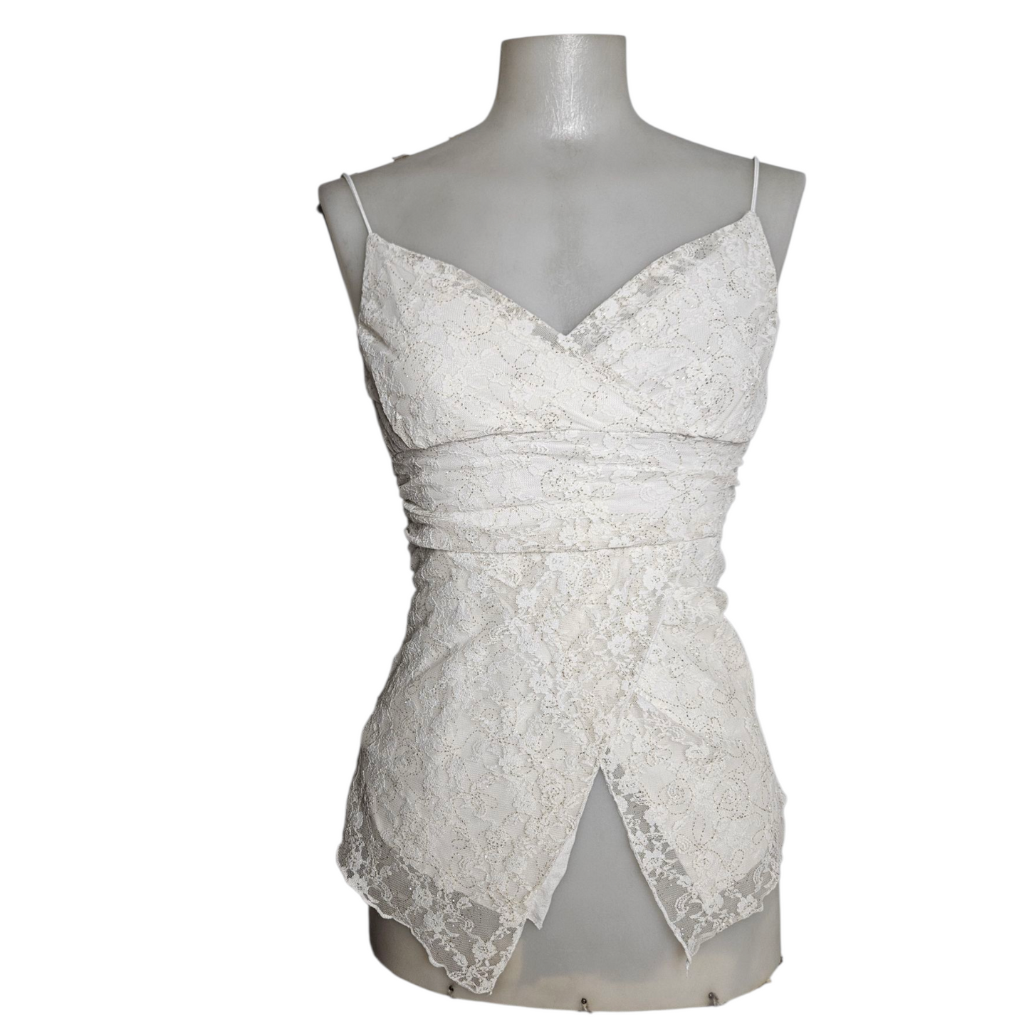 Asymmetrical lace tank top