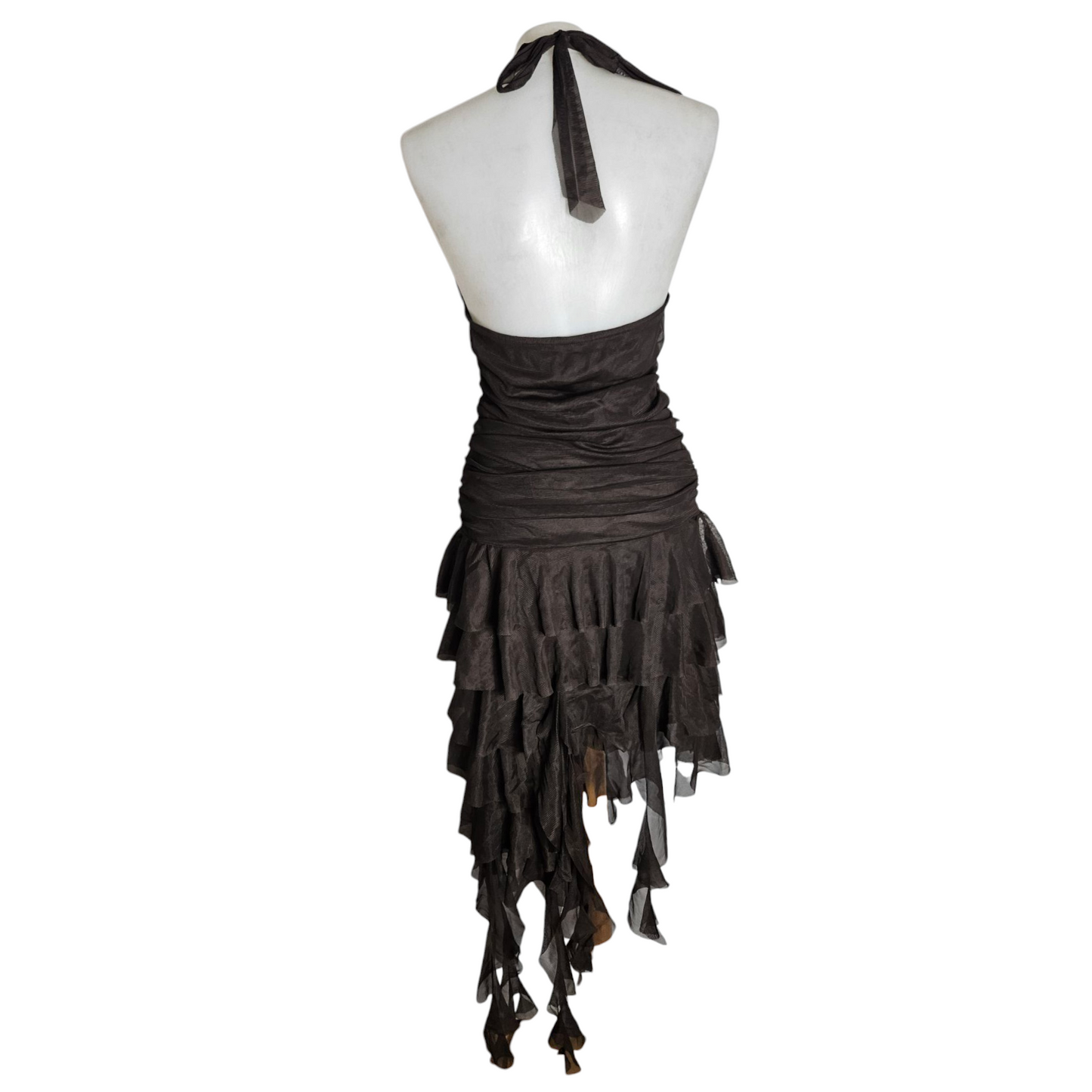 Asymmetrical ruffled backless dress