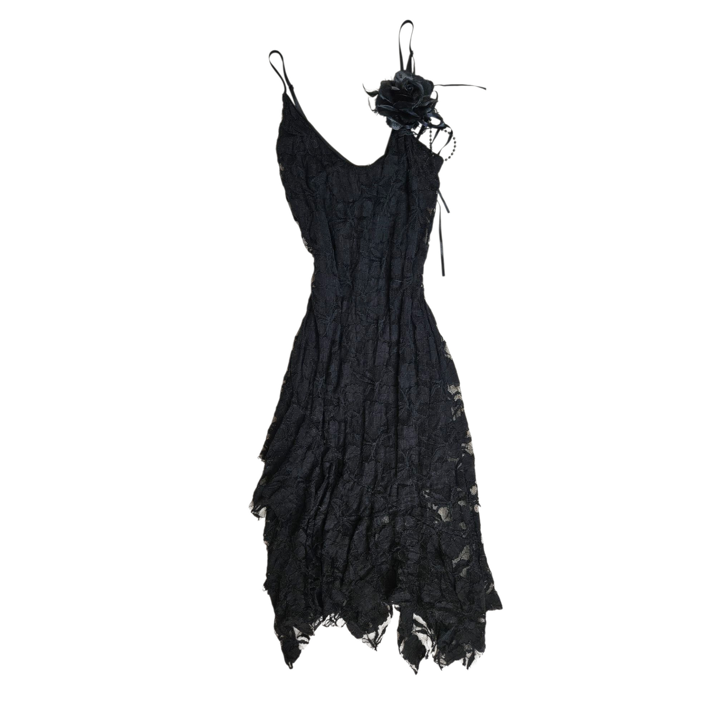 Black lace asymmetrical dress
