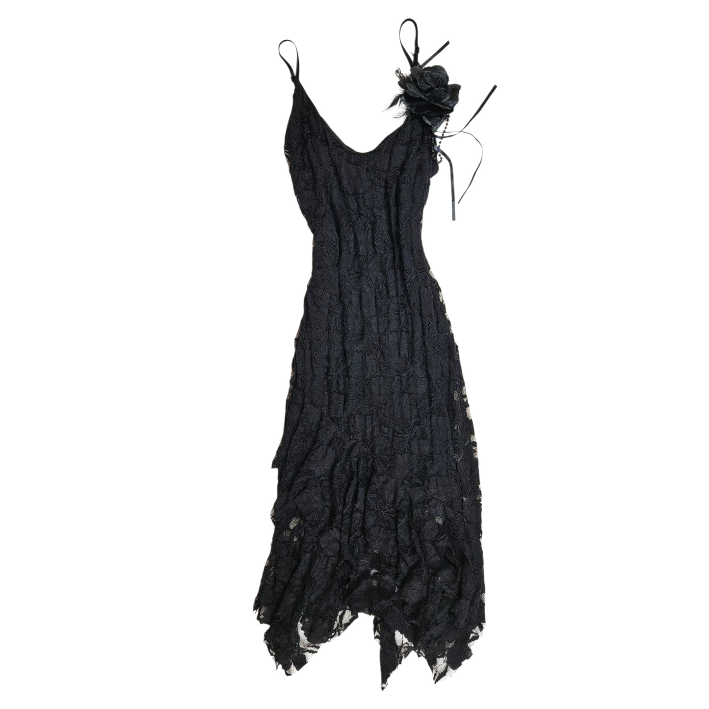 Black lace asymmetrical dress