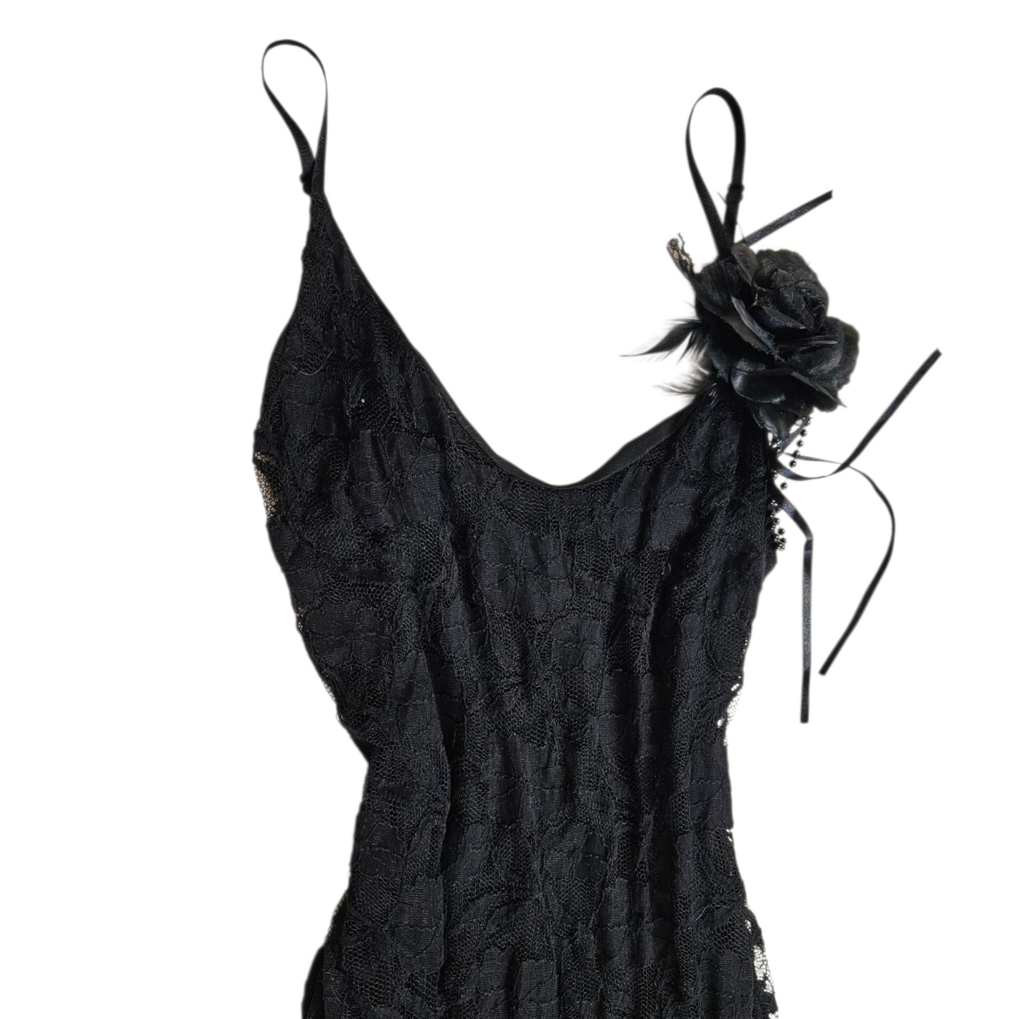 Black lace asymmetrical dress