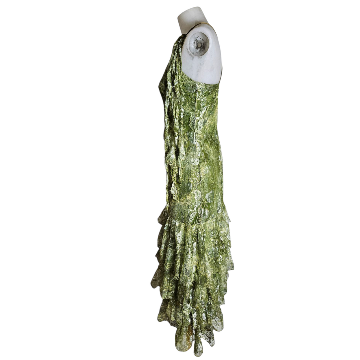 Green lace backless dress