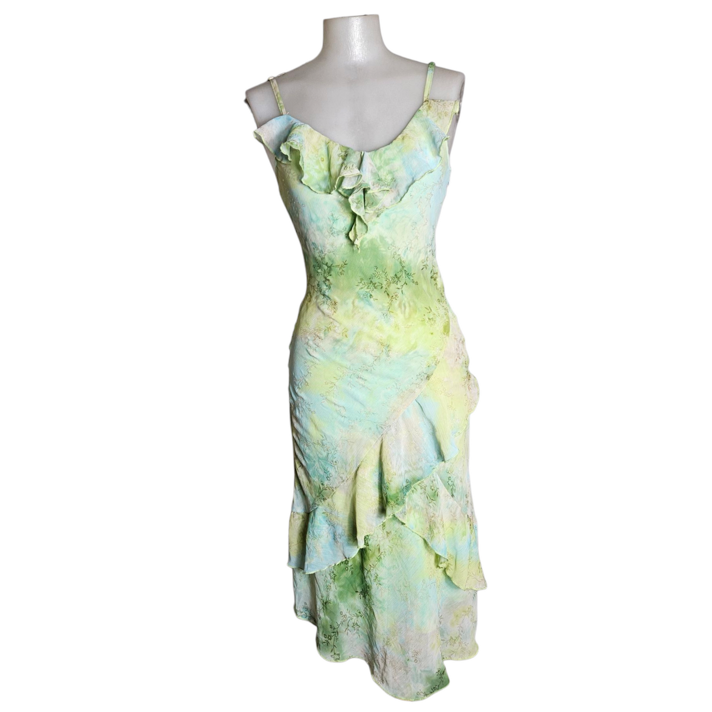 Robe en voile tie and Dye bleu et vert