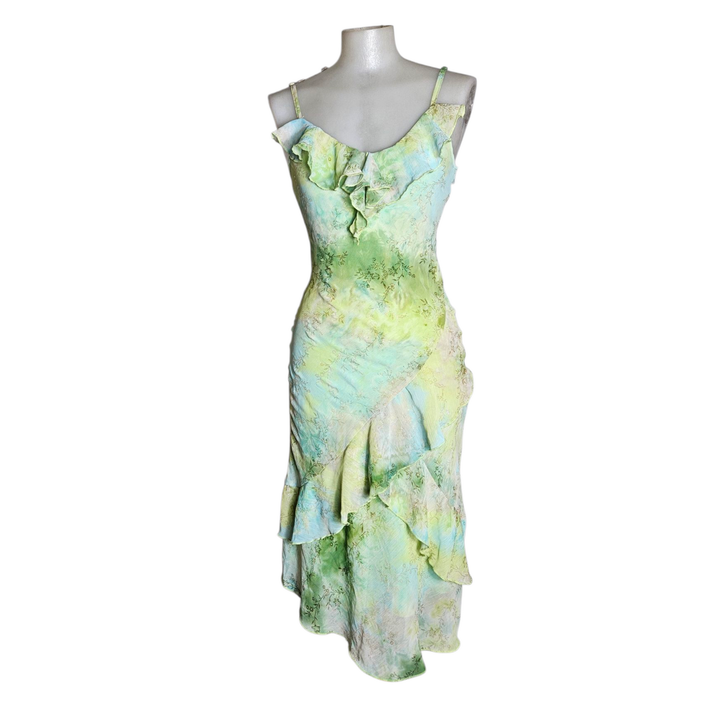 Robe en voile tie and Dye bleu et vert